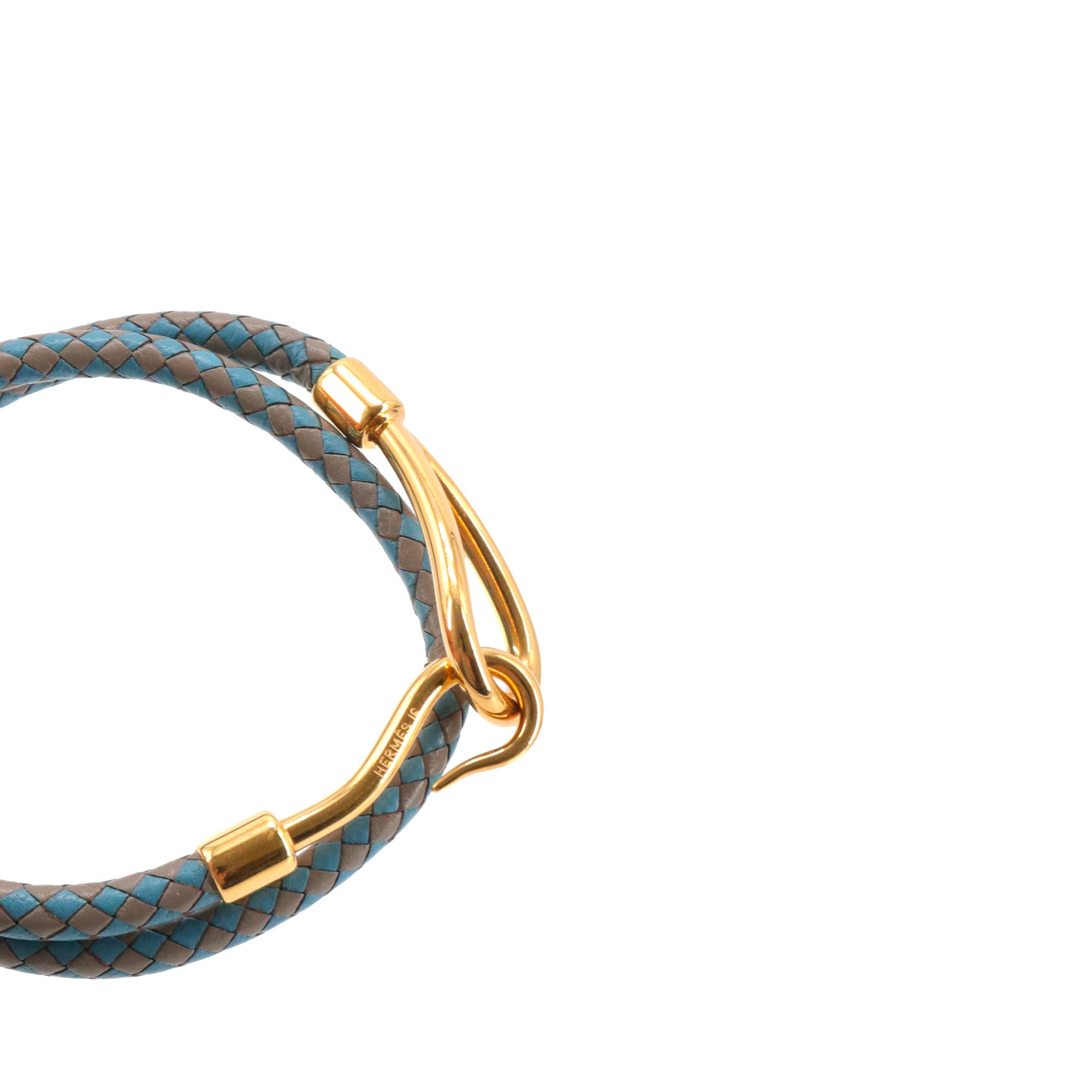 HERMÈS - Jumbo H bracelet in leather and canvas (T3)
