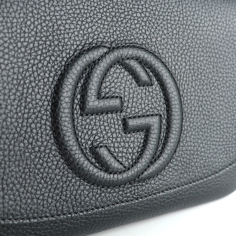 GUCCI - Soho shoulder bag in black grained leather