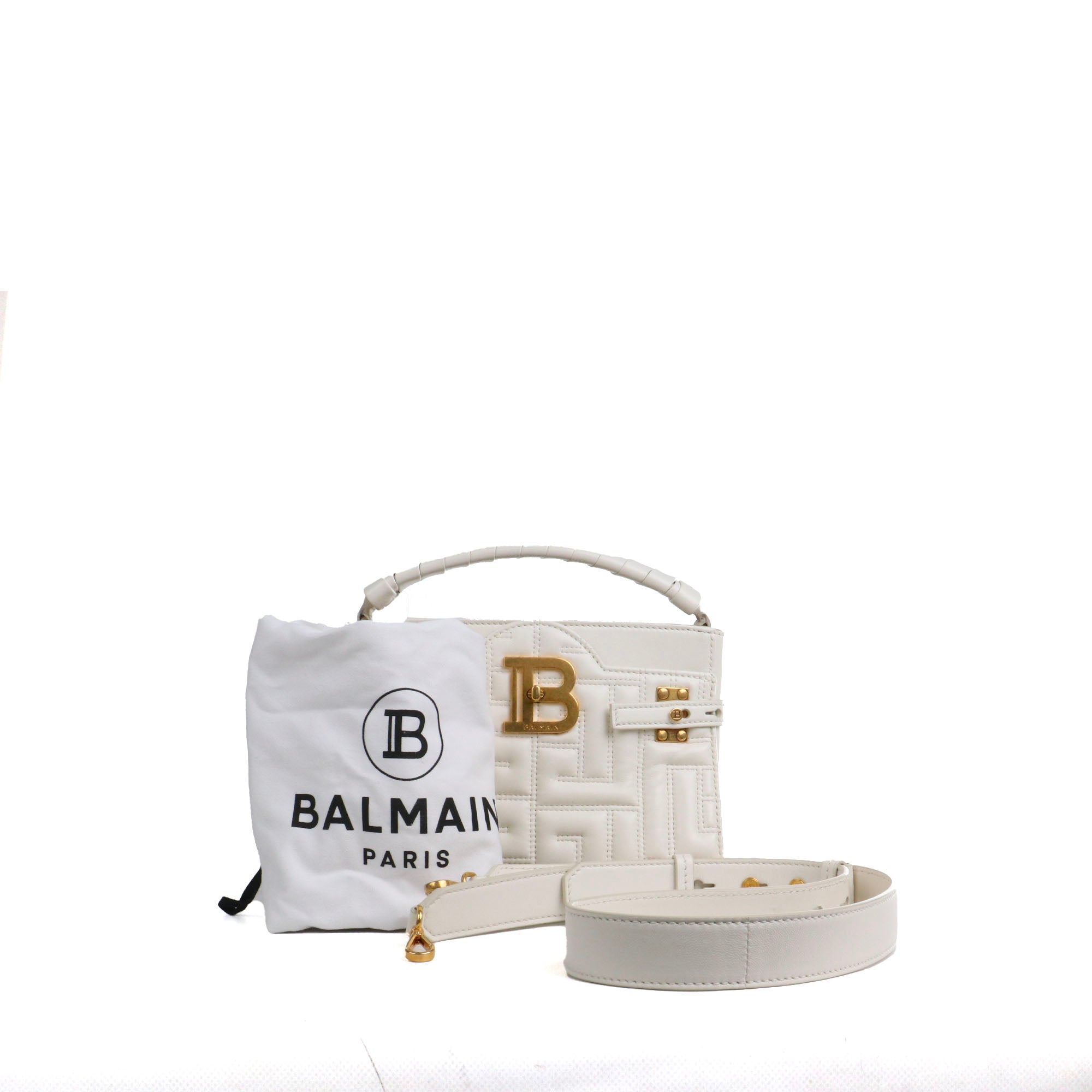 BALMAIN - B-Buzz 22 shoulder bag in leather and canvas
