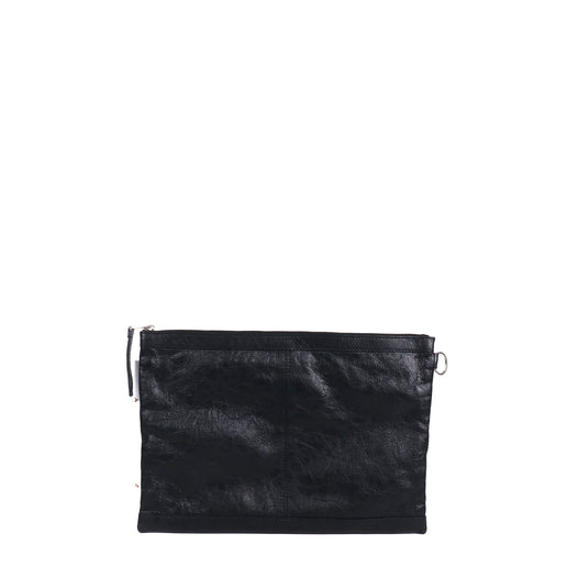 BALENCIAGA - Pochette City Balenciaga en cuir froissé noir