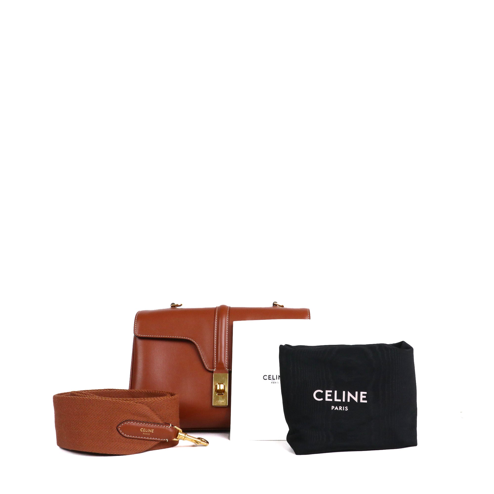 CELINE - Sac à bandoulière Soft 16 Teen Celine en cuir lisse marron