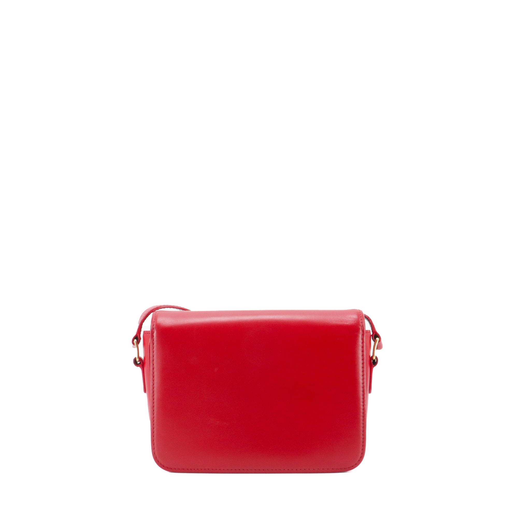 CELINE - Sac à bandoulière Triomphe teen Celine en cuir box rouge