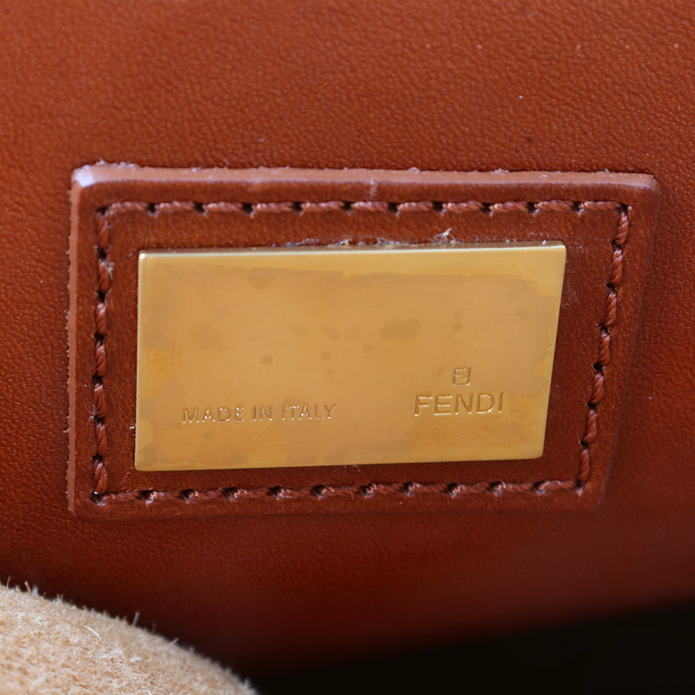 FENDI - Large model Peekaboo handbag in black canvas and leather