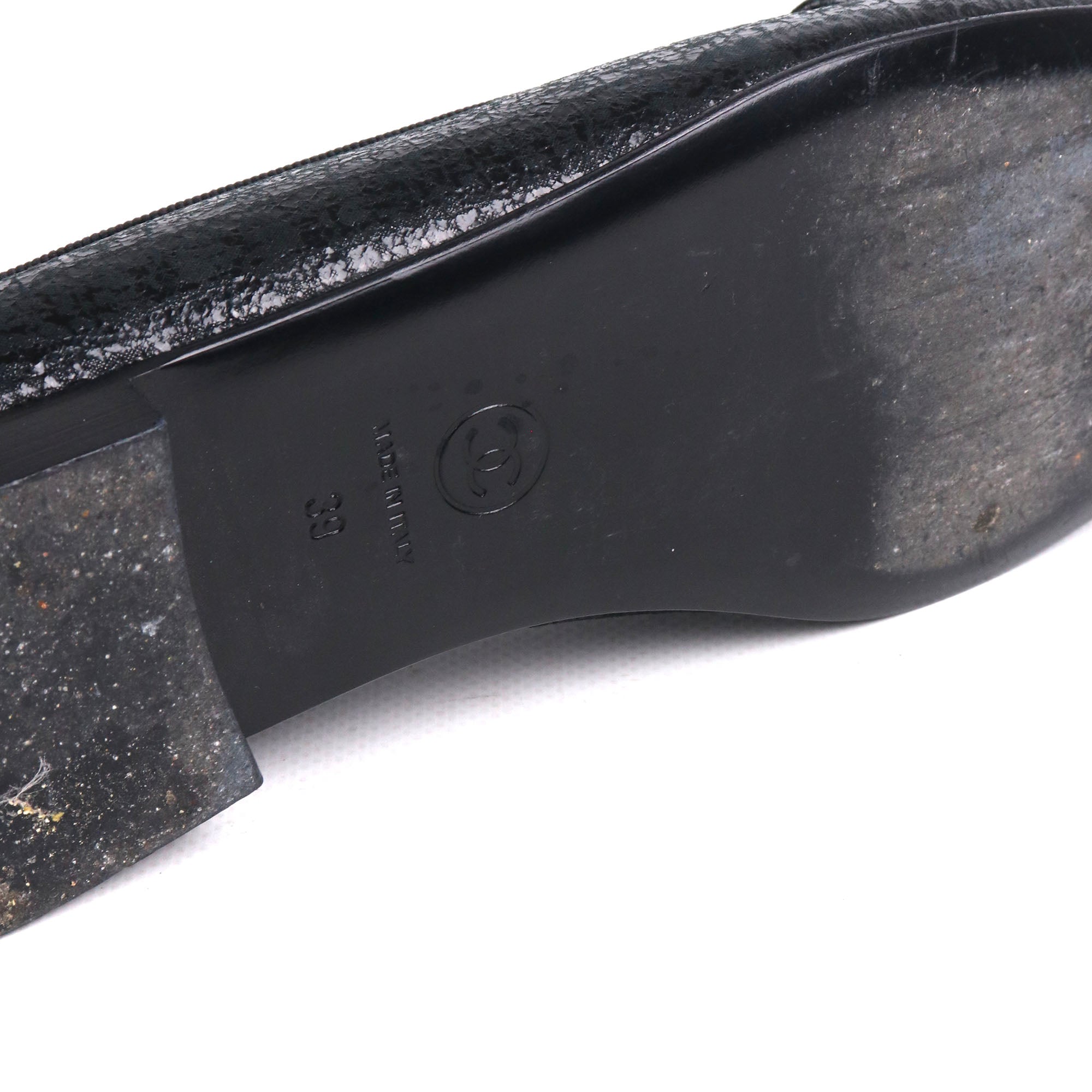GUCCI - Abeille black leather ballerinas (T38.5)