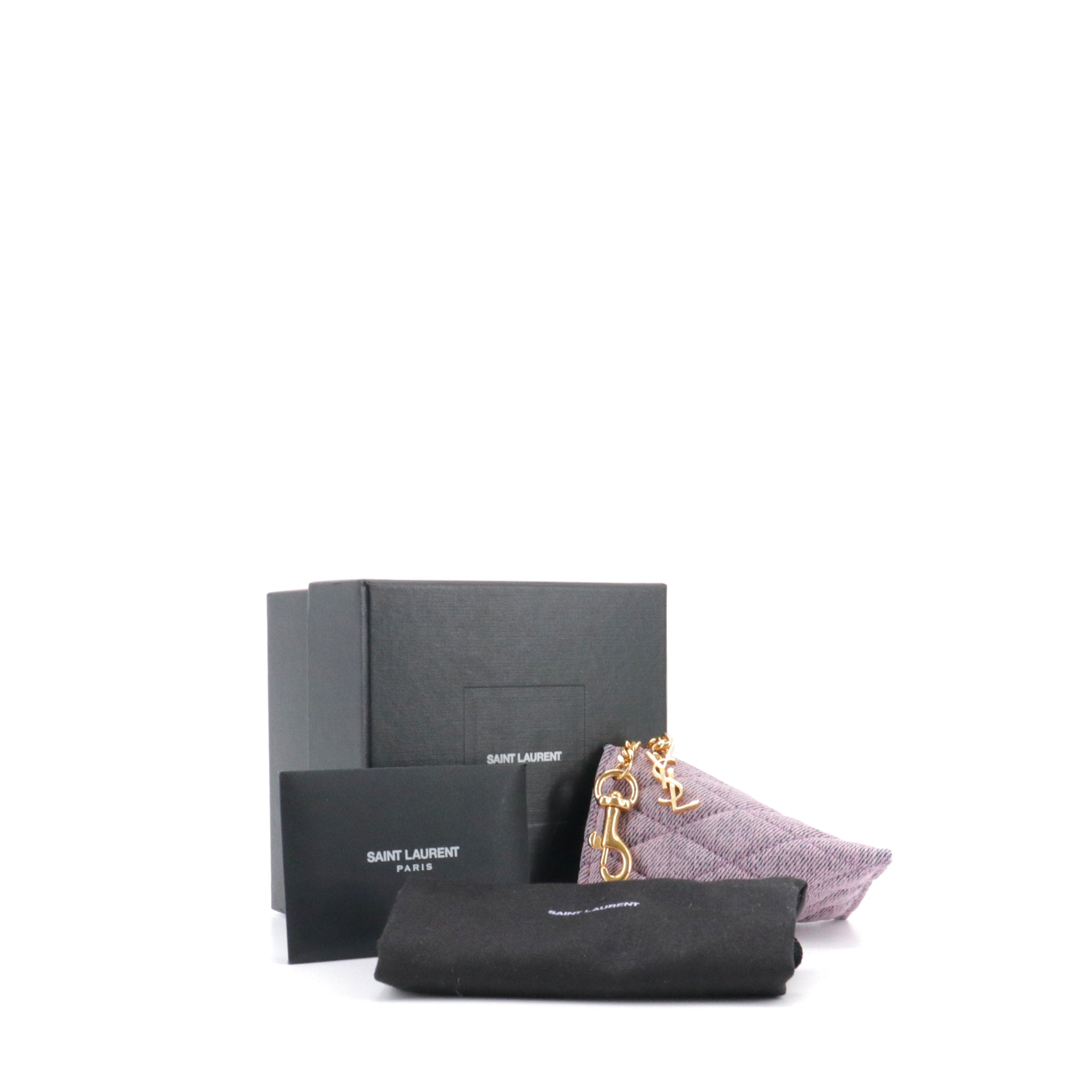 SAINT LAURENT - Pochette-clés Saint Laurent en denim violet