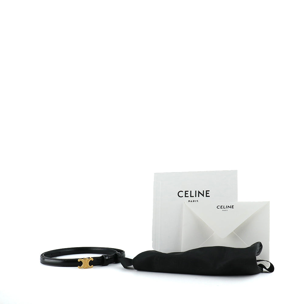CELINE - Ceinture Triomphe teen en cuir noir (T80)
