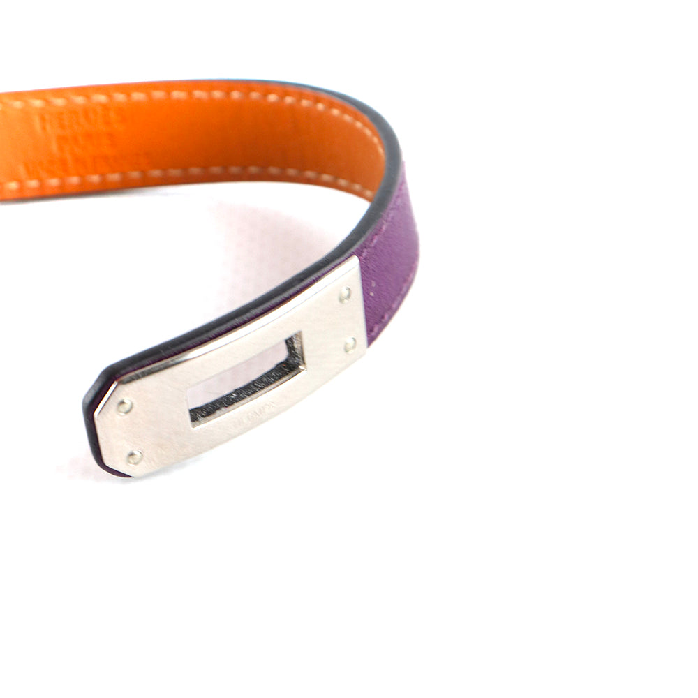 HERMÈS - Kelly double wrap bracelet in purple leather (S)