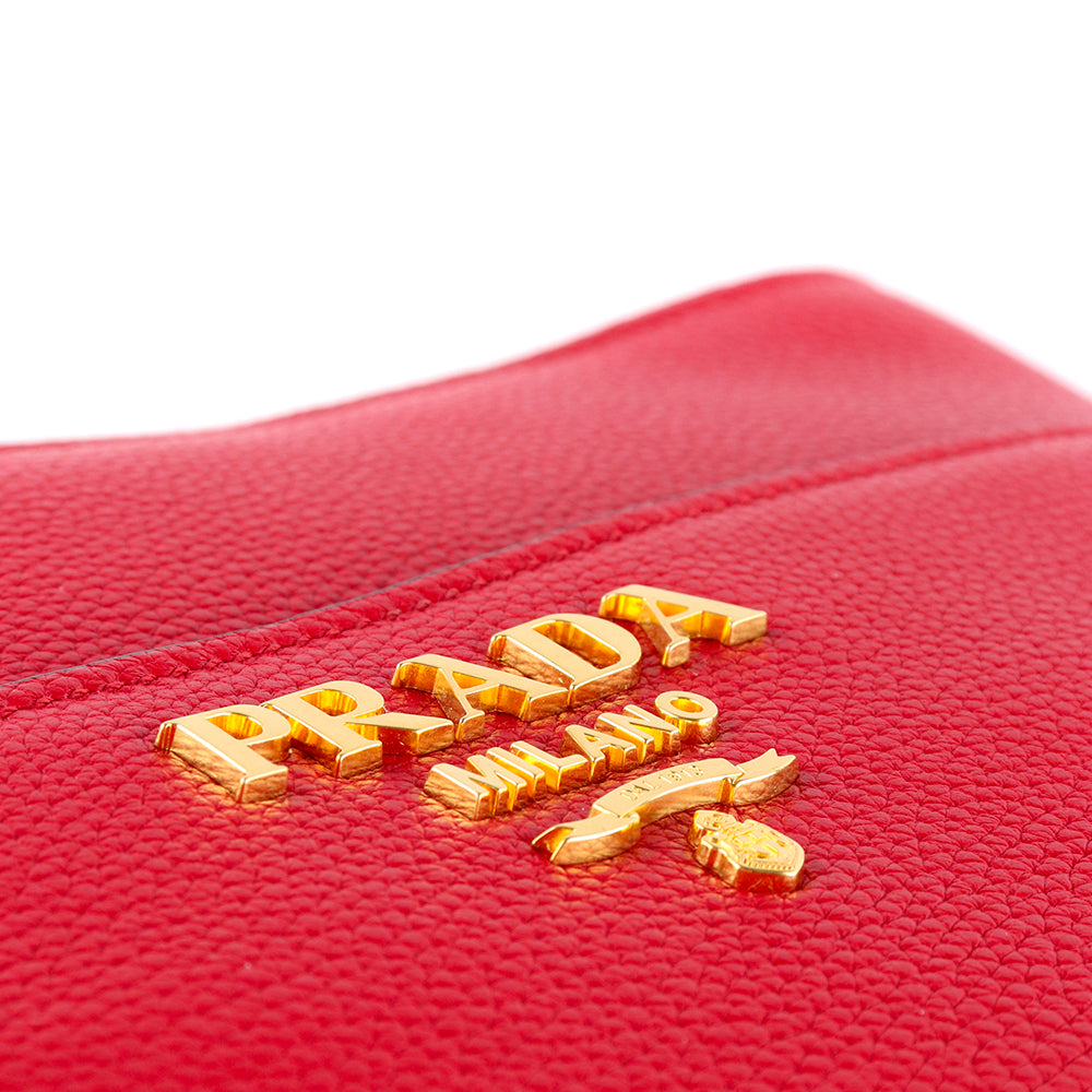 PRADA - Red grained leather shoulder bag