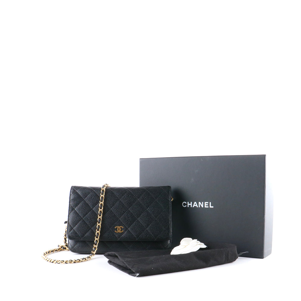 CHANEL - Sac Wallet On Chain Timeless en cuir caviar noir