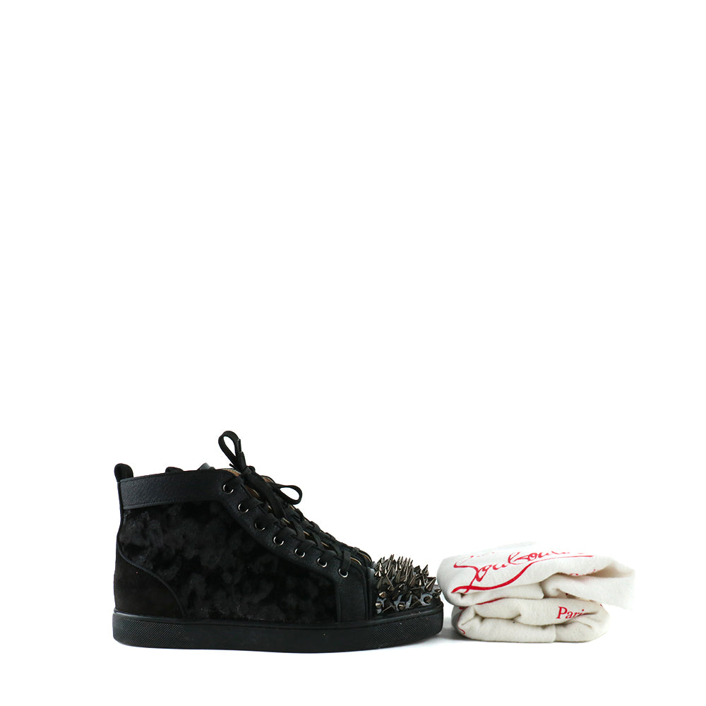 LOUBOUTIN - Sneakers montante à clous en velours noir (T41,5)