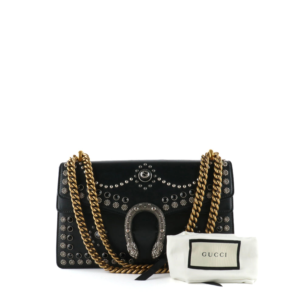 GUCCI - Sac à épaule Dionysus Stud en cuir noir