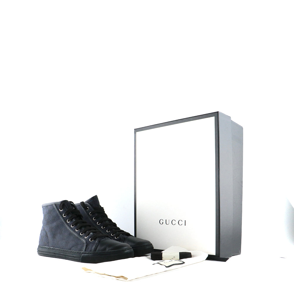 GUCCI - High-top sneakers in black monogram canvas (T41.5)