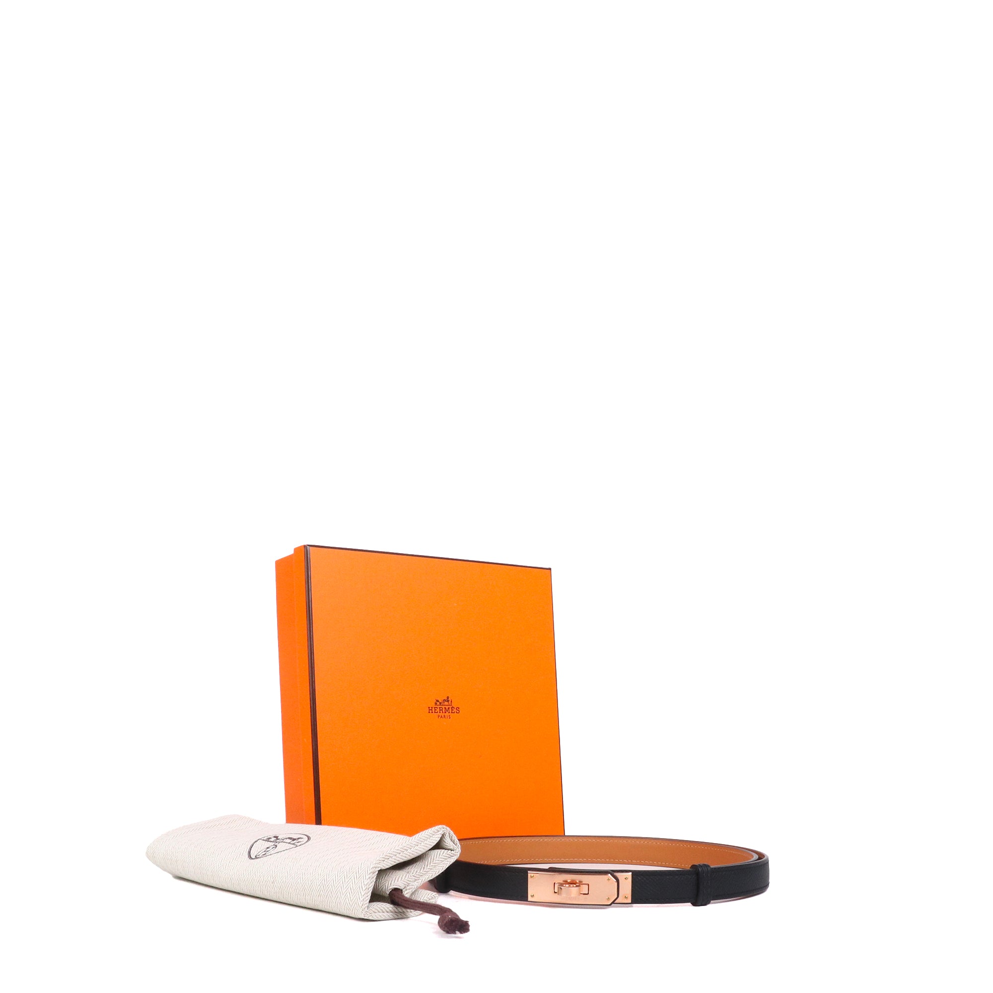 HERMÈS - Kelly 18 belt in black Epsom leather