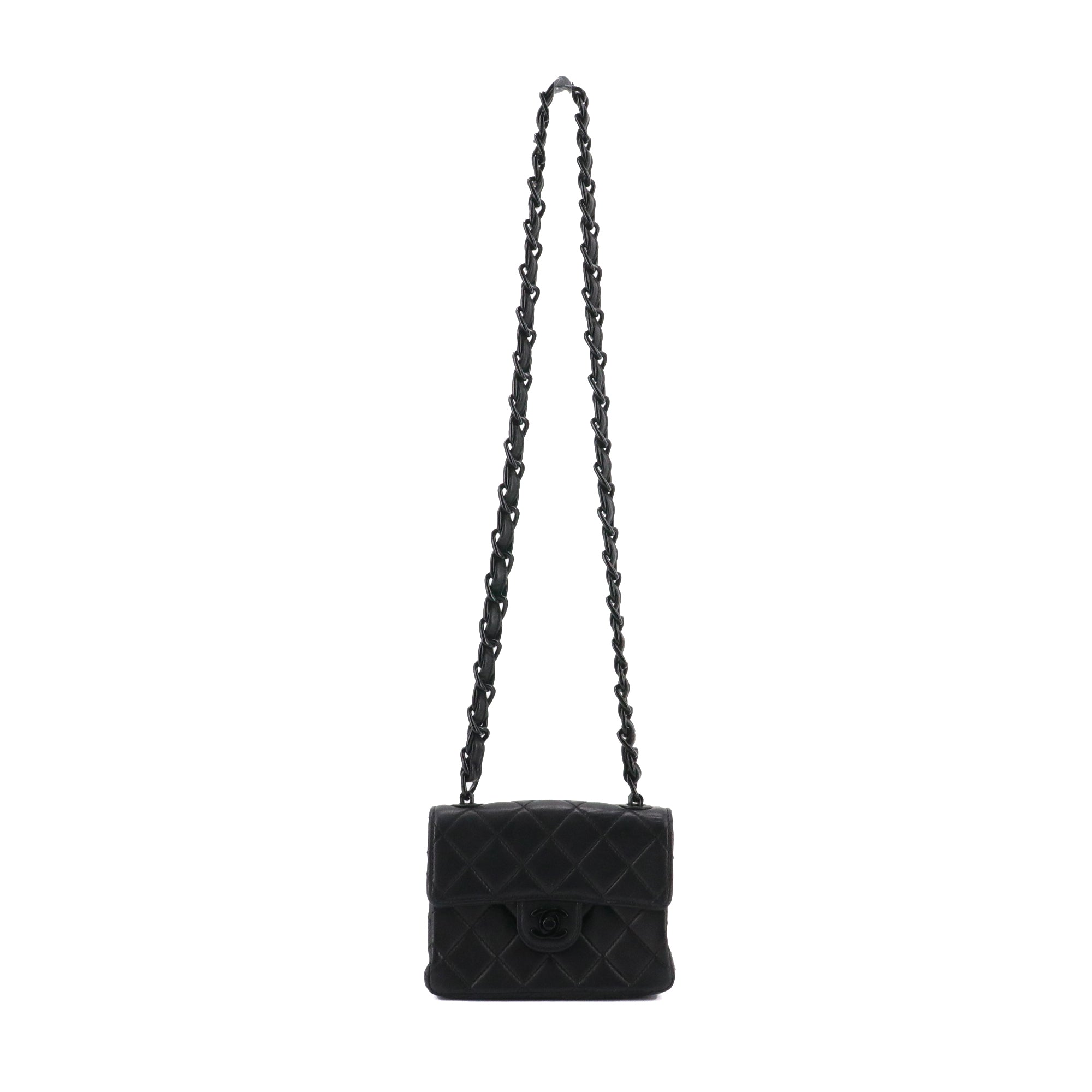 CHANEL - Chanel Timeless Mini Square shoulder bag in vintage black leather
