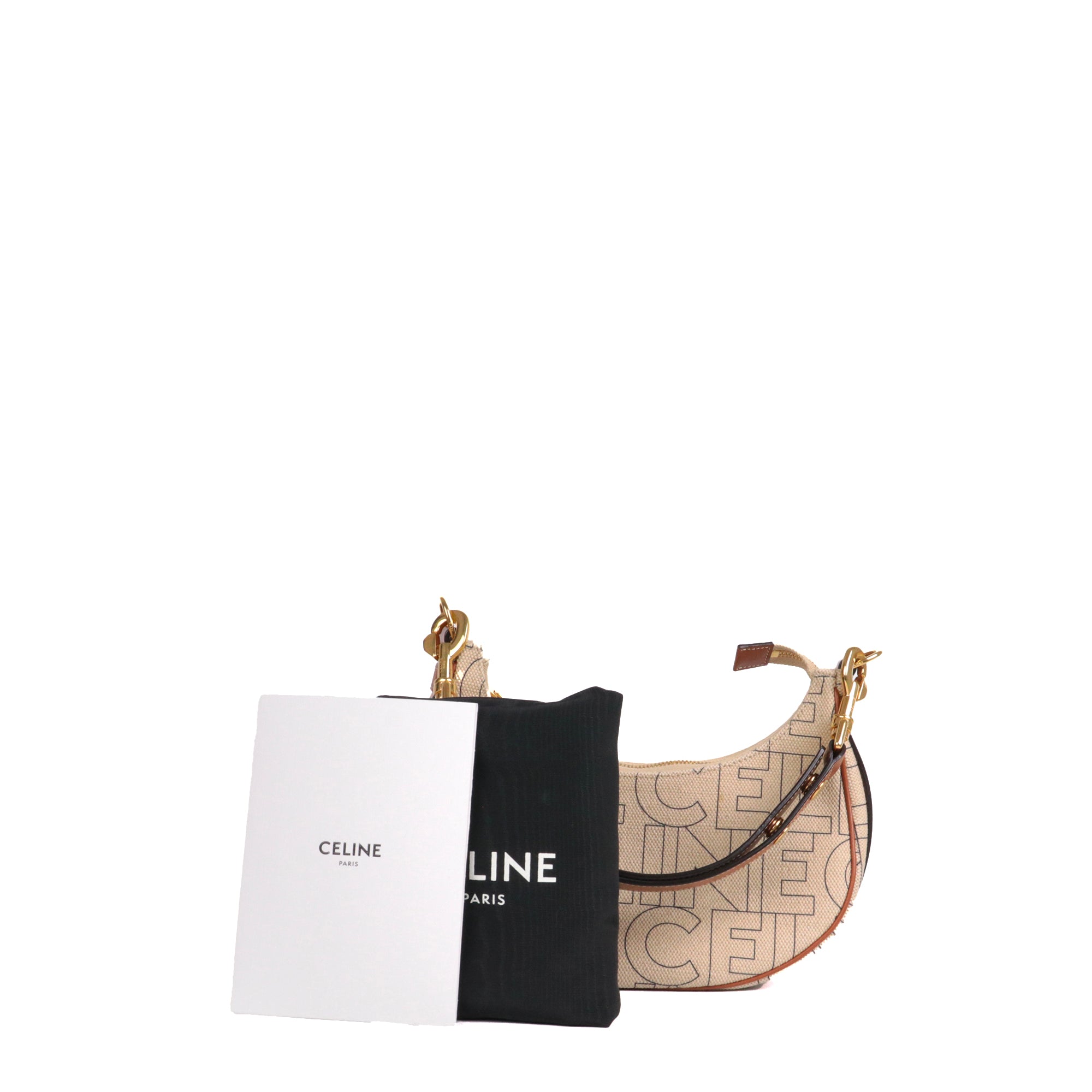 CELINE - Sac à main Ava Céline en toile et cuir tan