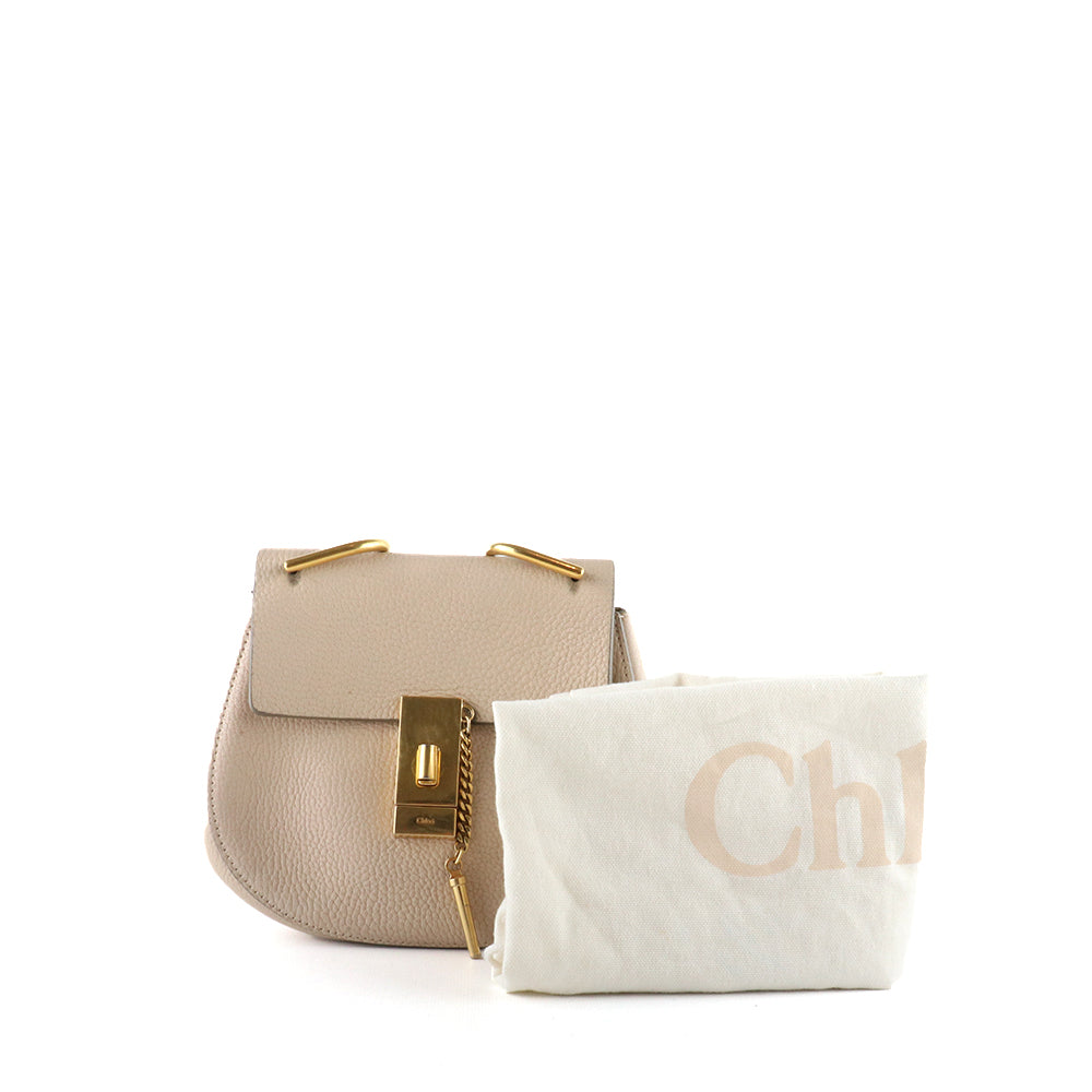 CHLOÉ - Sac à bandoulière Drew en cuir grainé beige