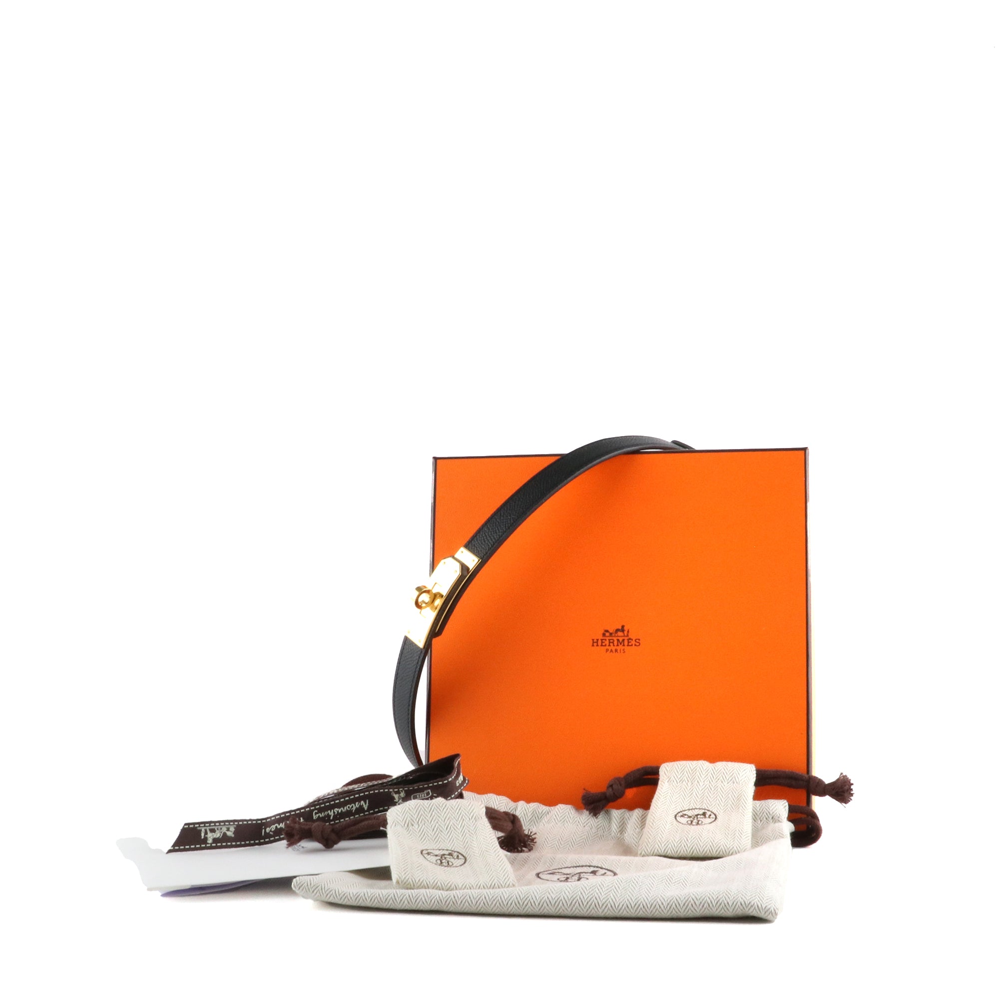 HERMÈS - Ceinture Kelly 18 en cuir Epsom noir