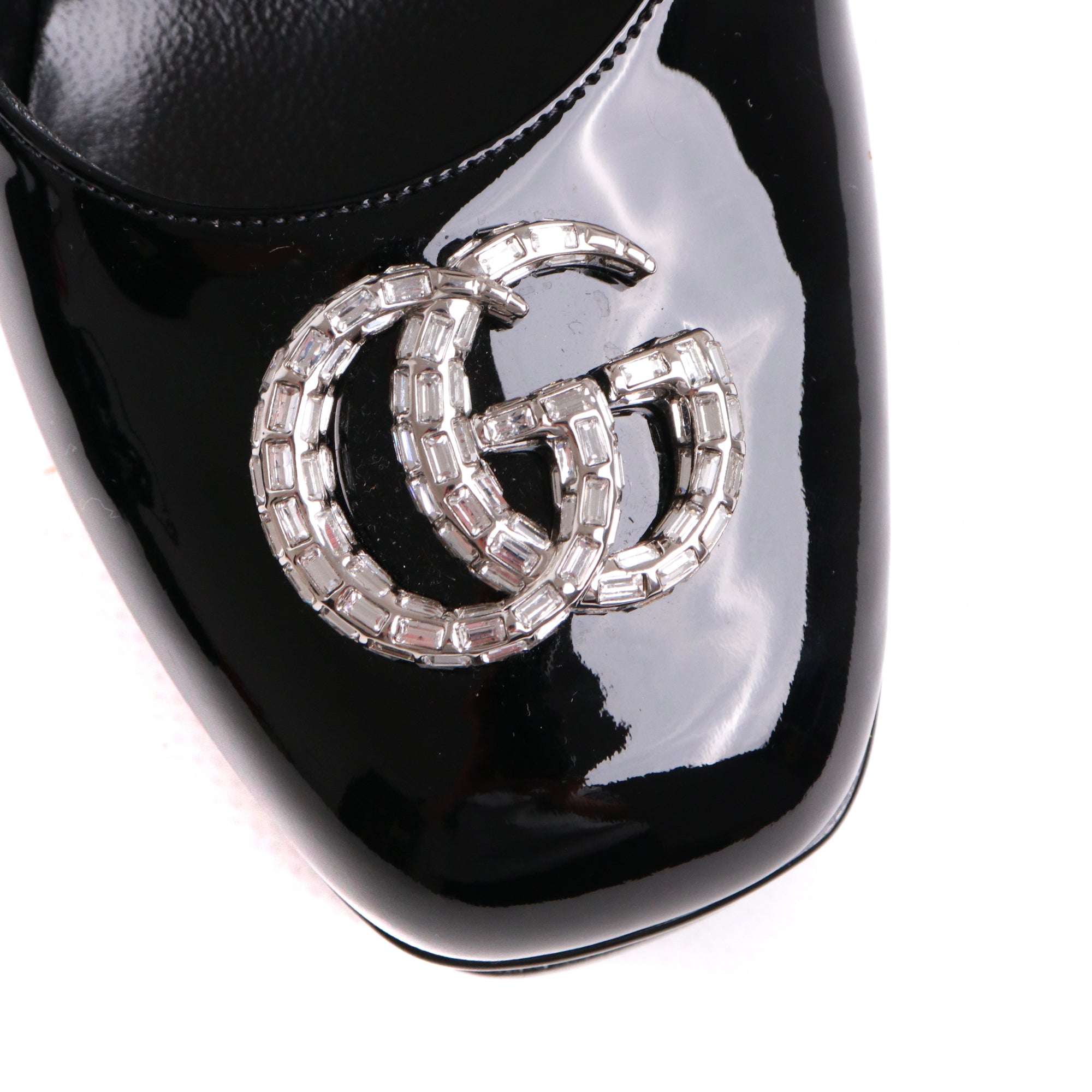 GUCCI - Escarpins Crystal Gucci en cuir verni noir (T40,5)