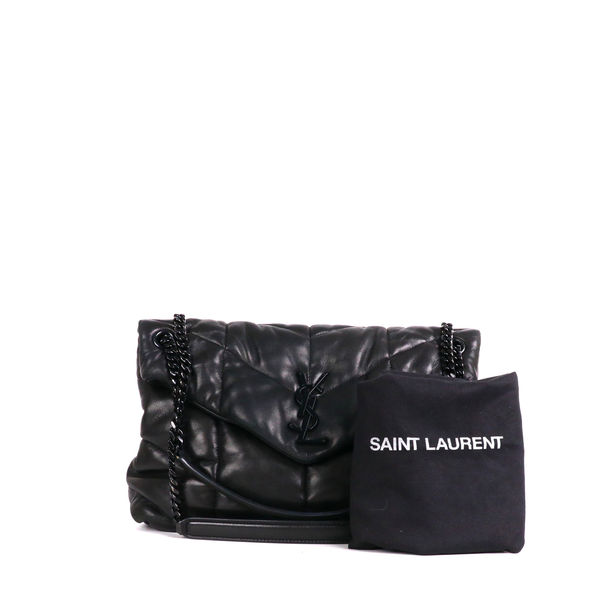 SAINT LAURENT - Sac à bandoulière Puffer medium Saint Laurent en cuir noir