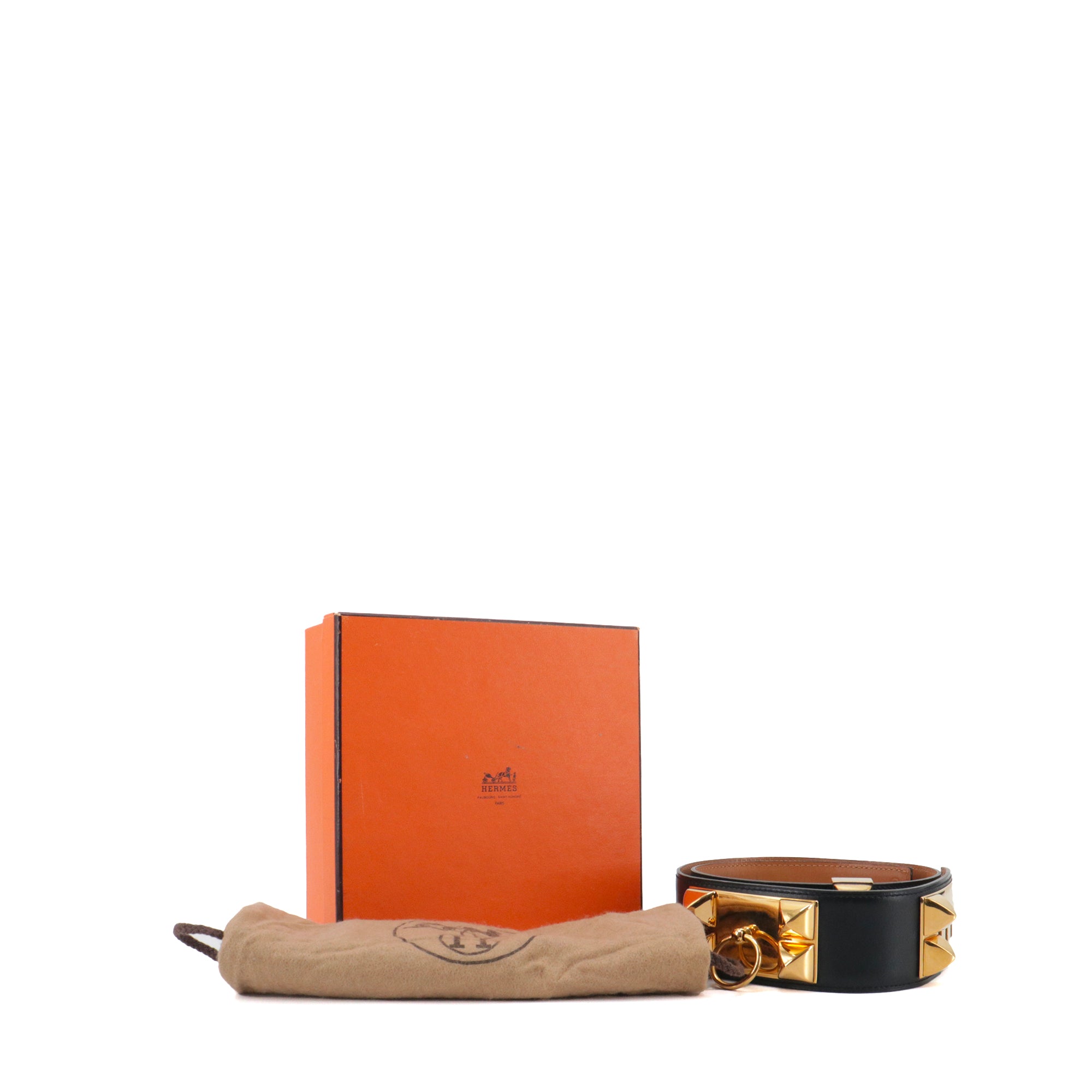 HERMÈS - Hermès Collier de Chien belt in black leather (T70)