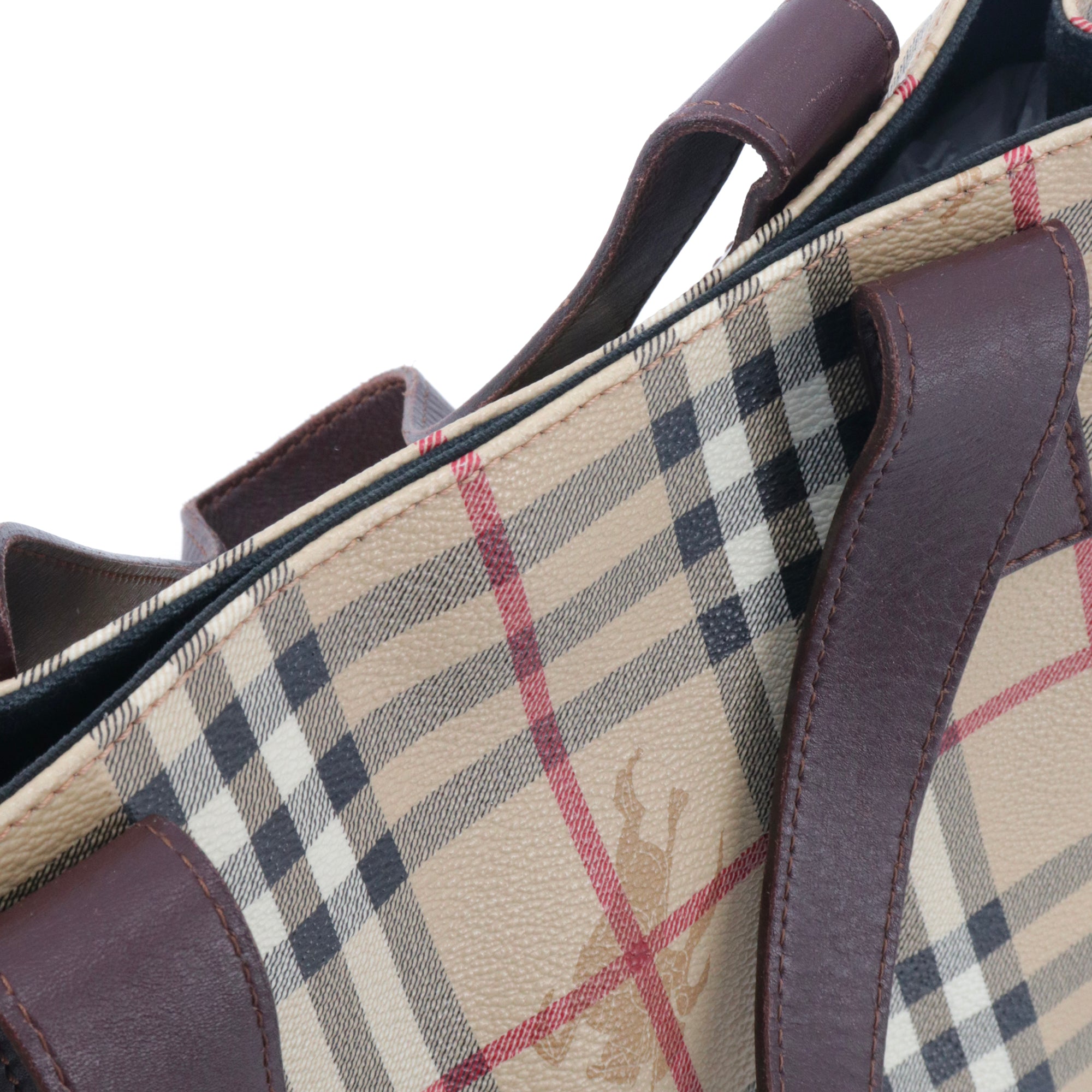 BURBERRY - Burberry tote bag in beige check canvas 