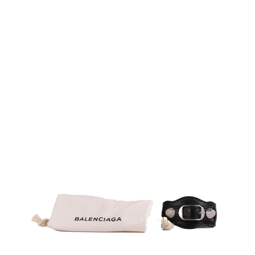 BALENCIAGA - Bracelet Metallic Edge Balenciaga en cuir noir (S)