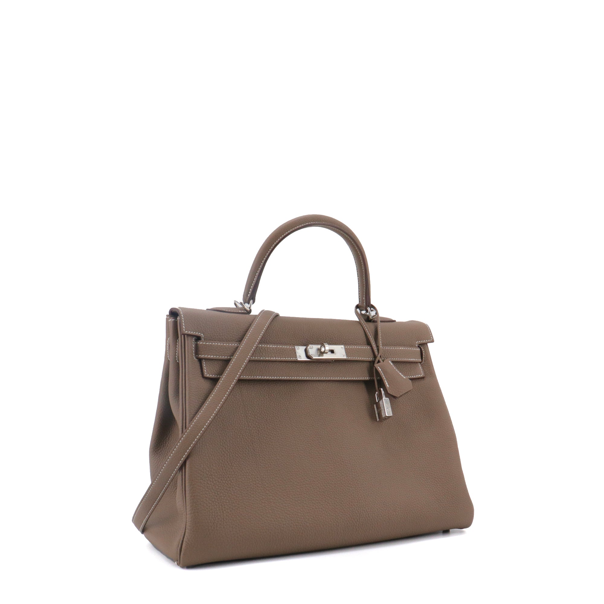 HERMÈS - Sac à main Kelly 35 Hermès en cuir togo étoupe