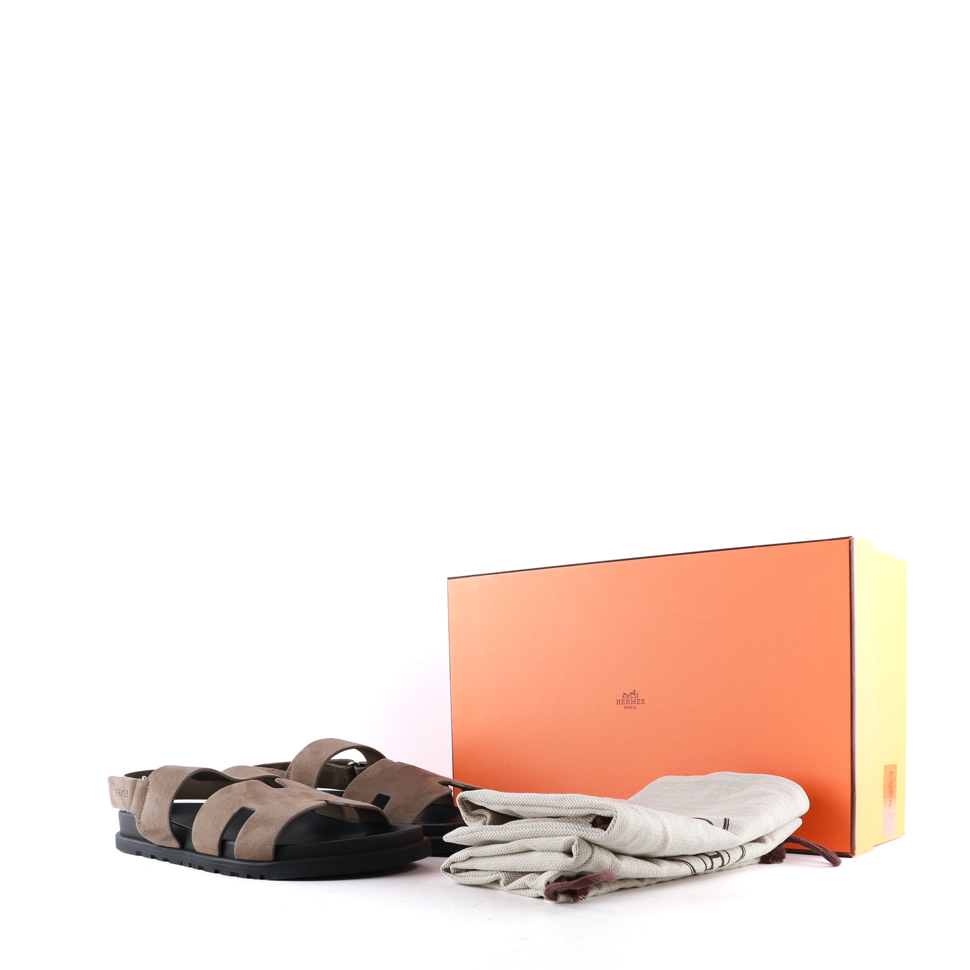 HERMÈS - Genius sandals in taupe suede (T42.5)