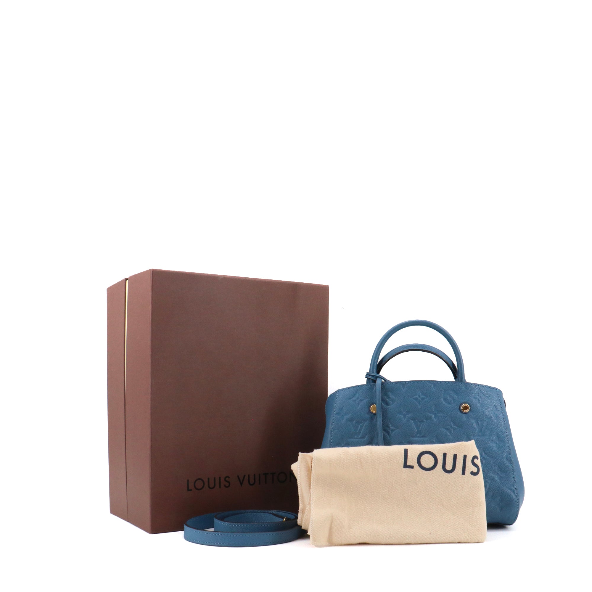 LOUIS VUITTON - Louis Vuitton Montaigne PM handbag in blue empreinte leather