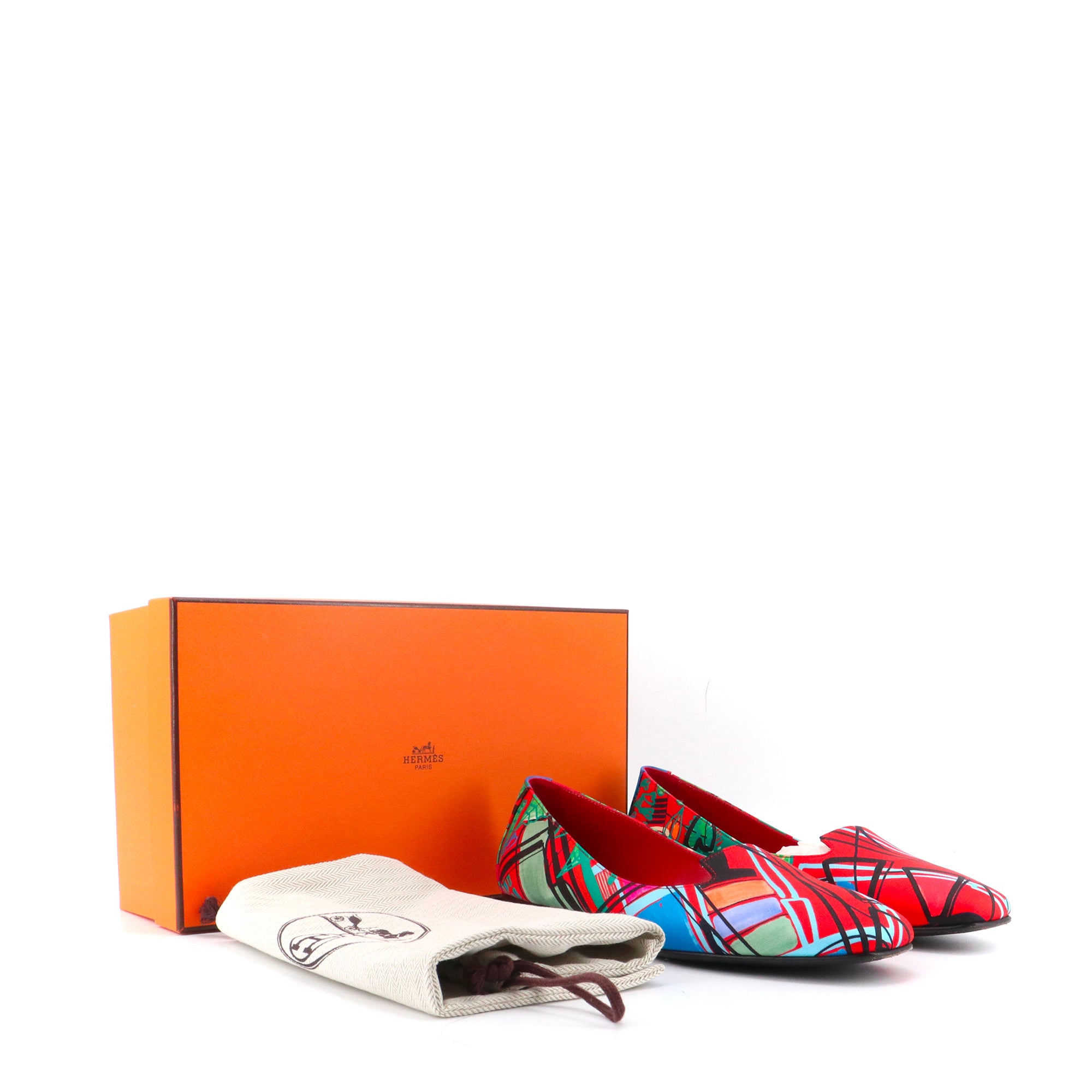 HERMÈS - Mocassins Holly Hermès en toile multicolore (T37)