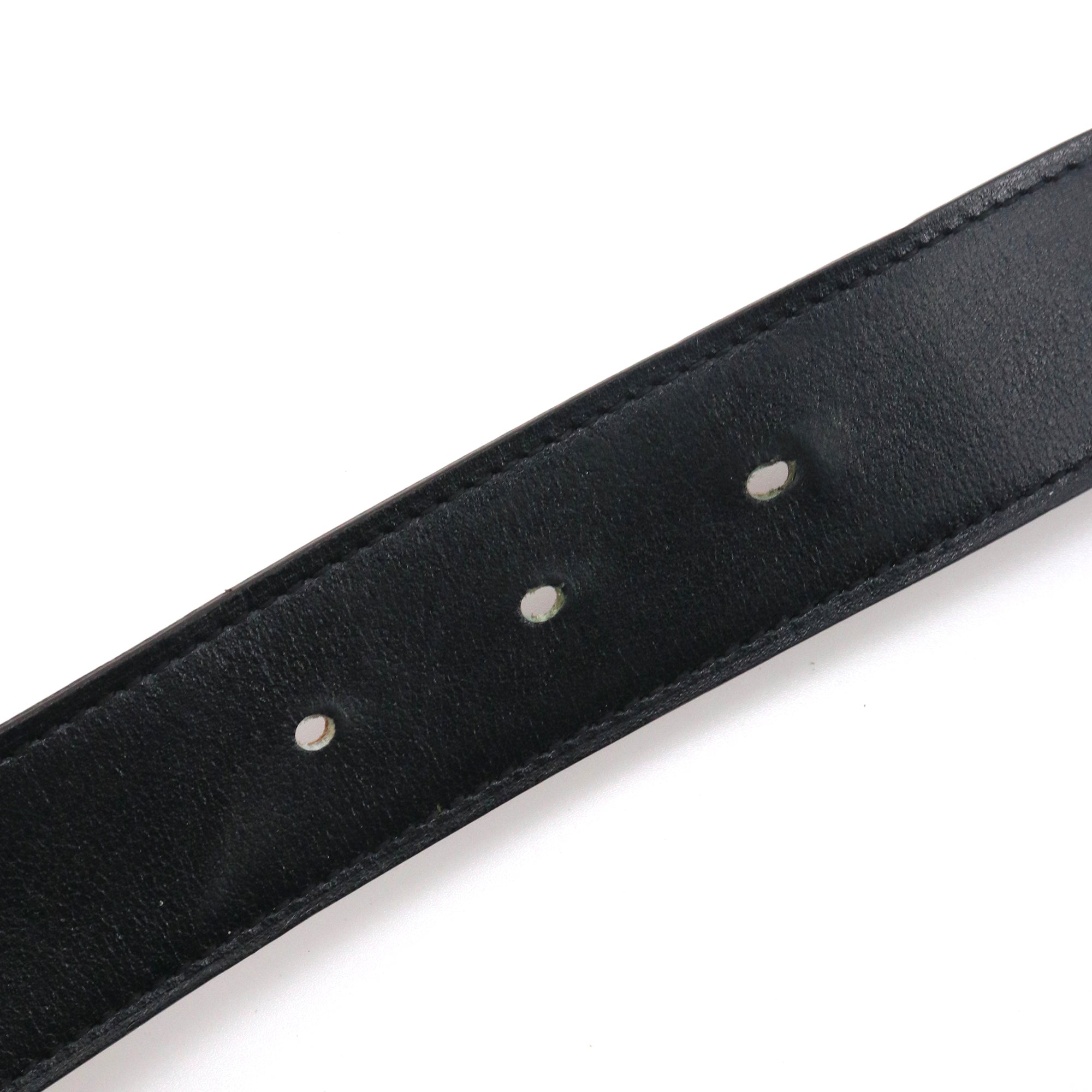 HERMÈS - Ceinture réversible H Hermès en cuir lisse noir (T90)
