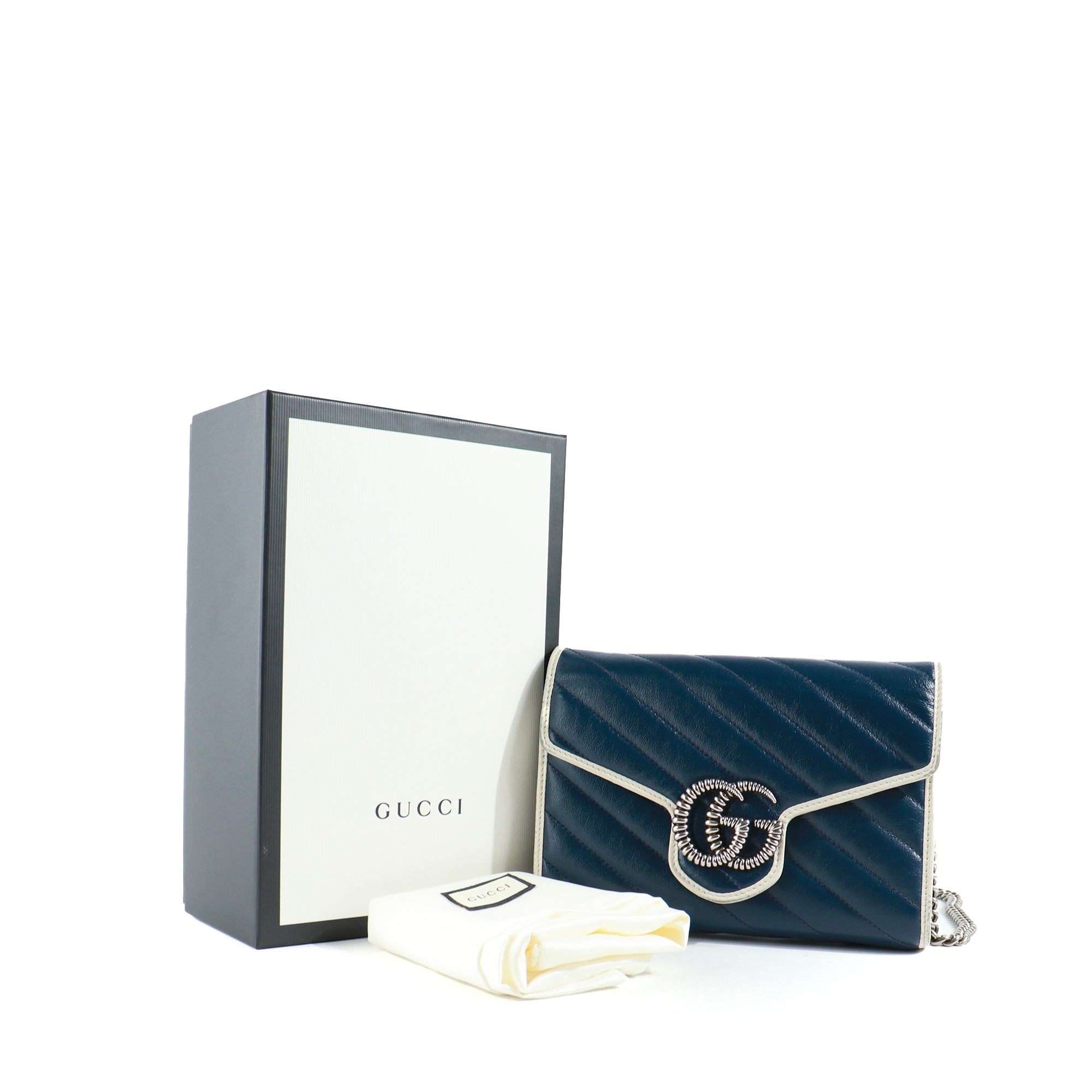 GUCCI - GG Marmont shoulder bag in navy blue leather