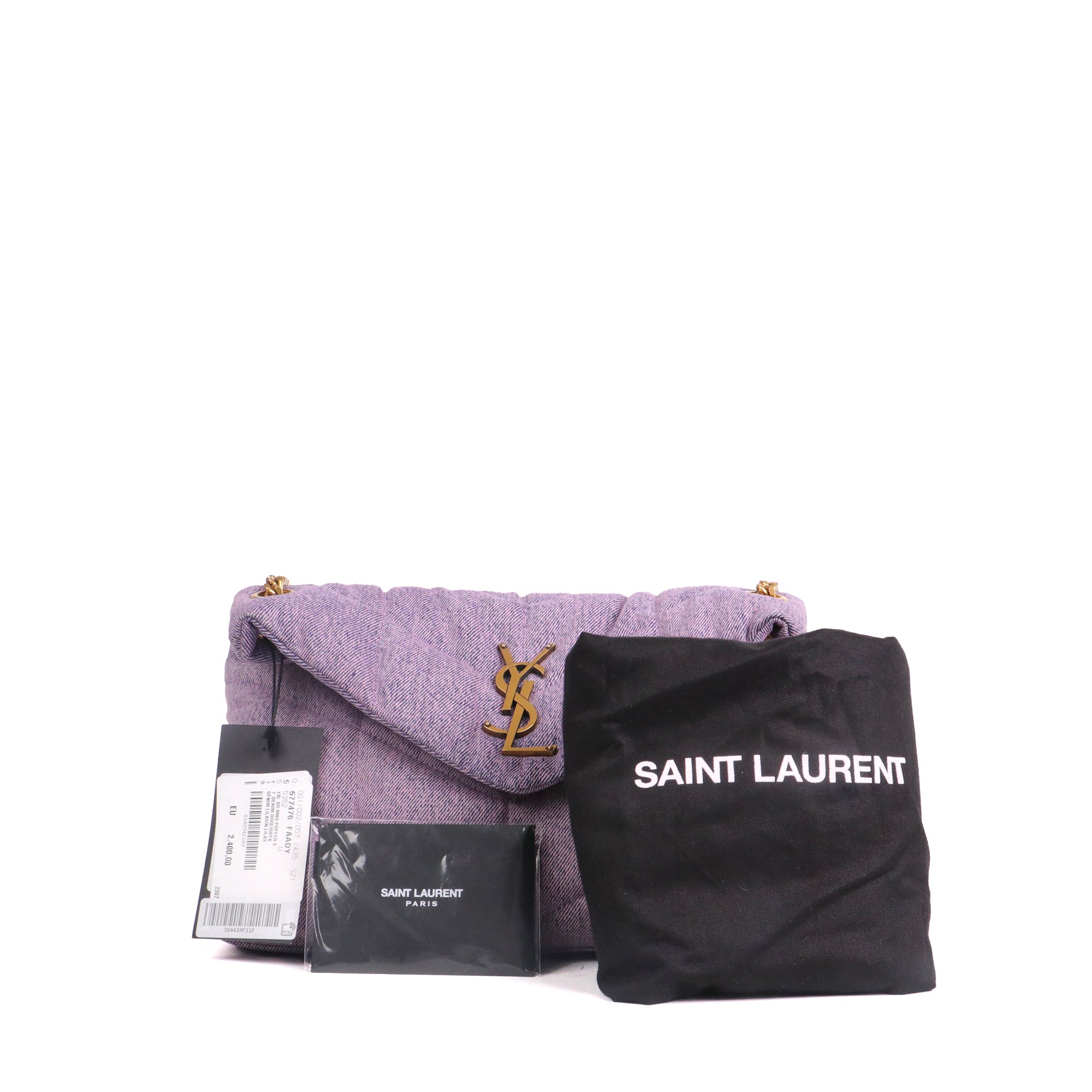 SAINT LAURENT - Sac à bandoulière Puffer medium Saint Laurent en denim violet