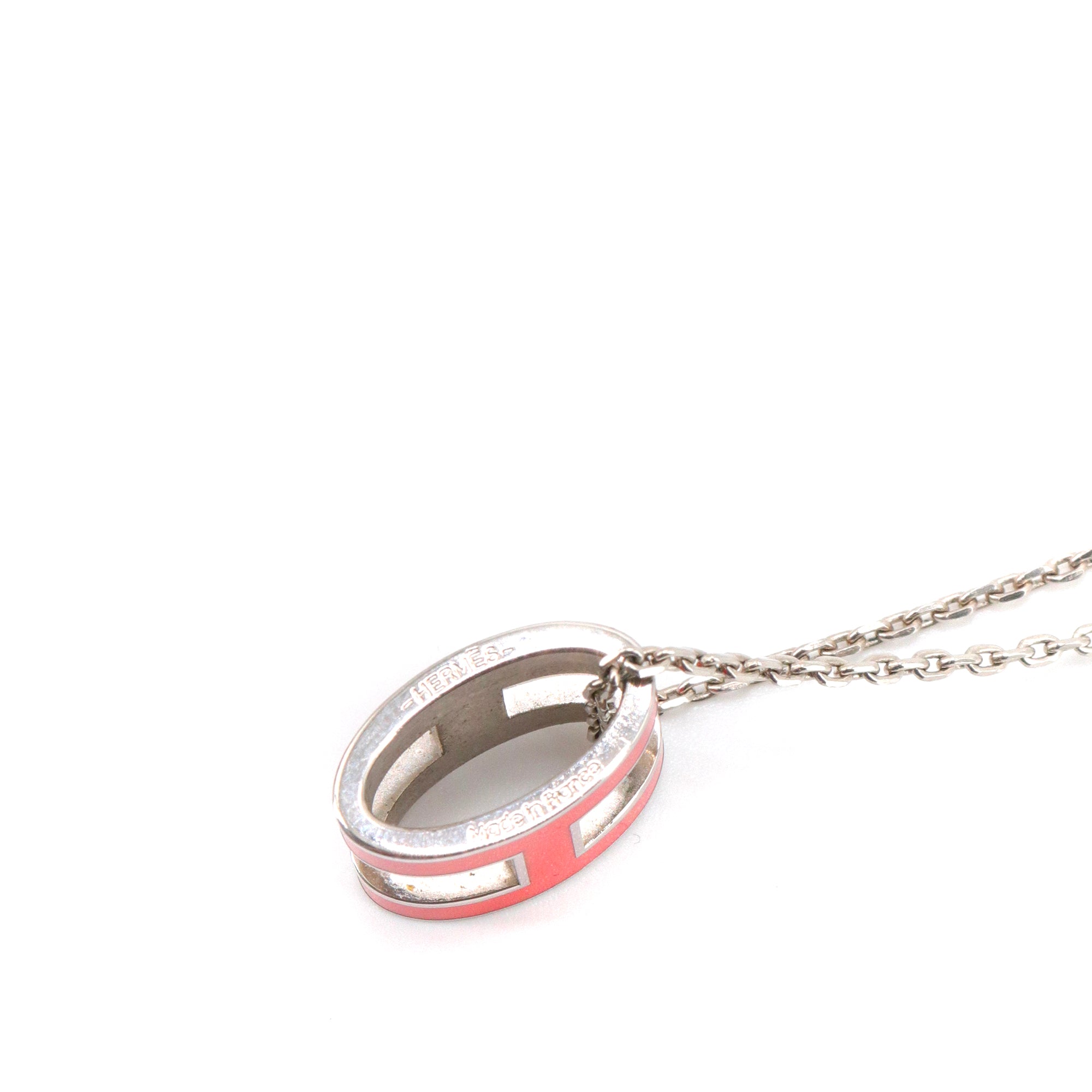 HERMÈS - Hermès Pop H necklace in silver metal and orange enamel