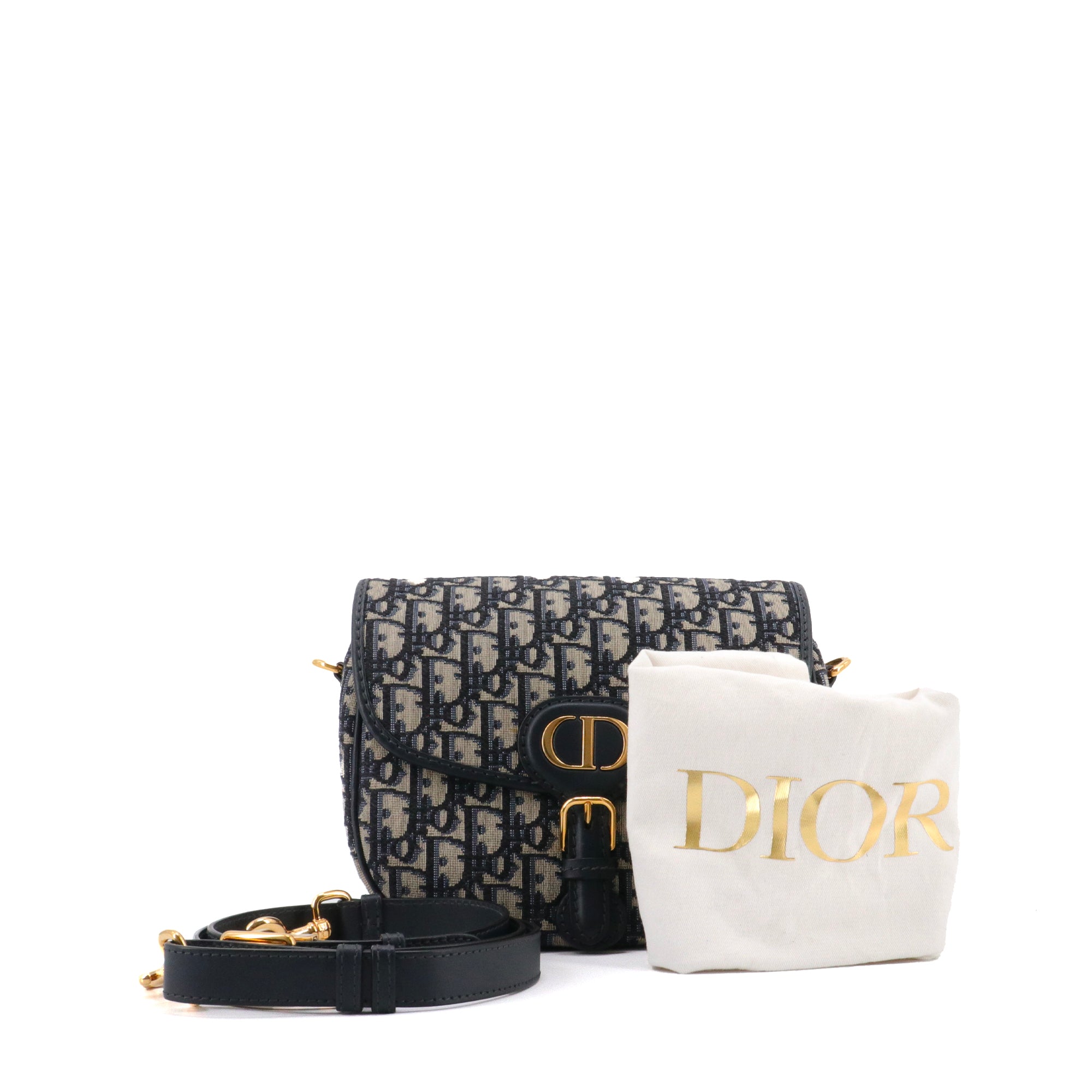 DIOR - Bobby Dior shoulder bag in navy blue Dior oblique canvas