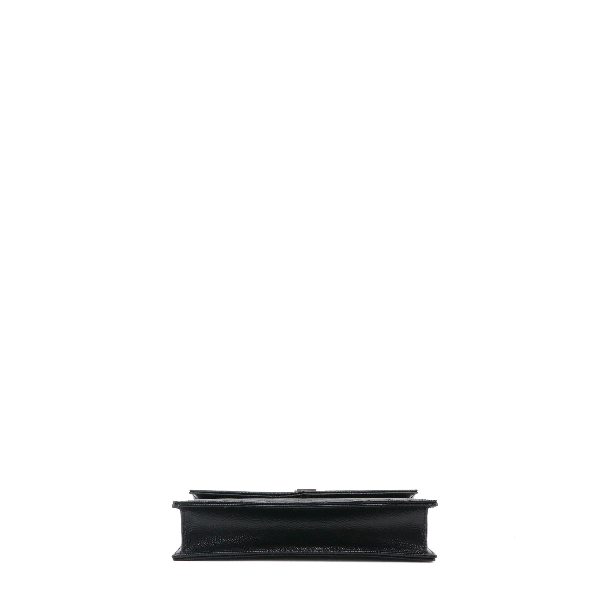 SAINT LAURENT - Sac à bandoulière Wallet on chain Cassandre Saint Laurent cuir grainé chevron noir