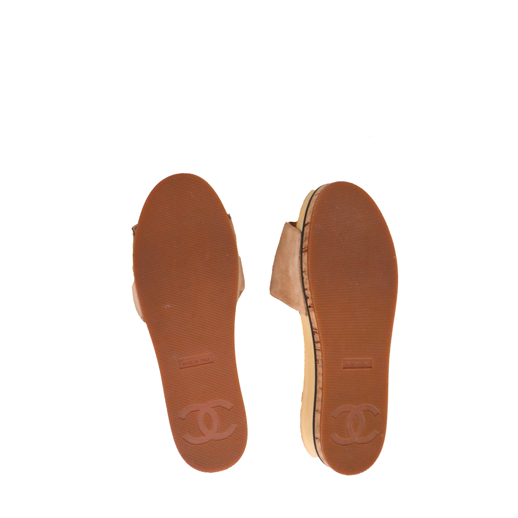 CHANEL - Sandales CC Chanel en daim et liège (T37)