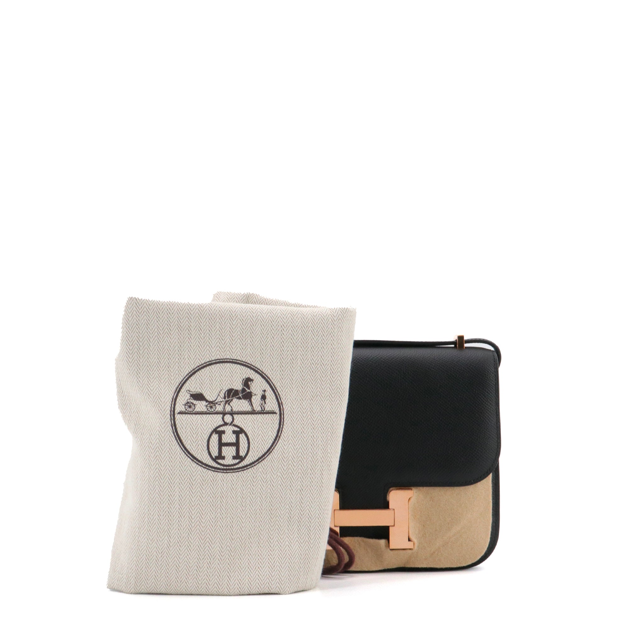 HERMÈS - Sac à bandoulière Constance 18 Hermès en cuir epsom noir
