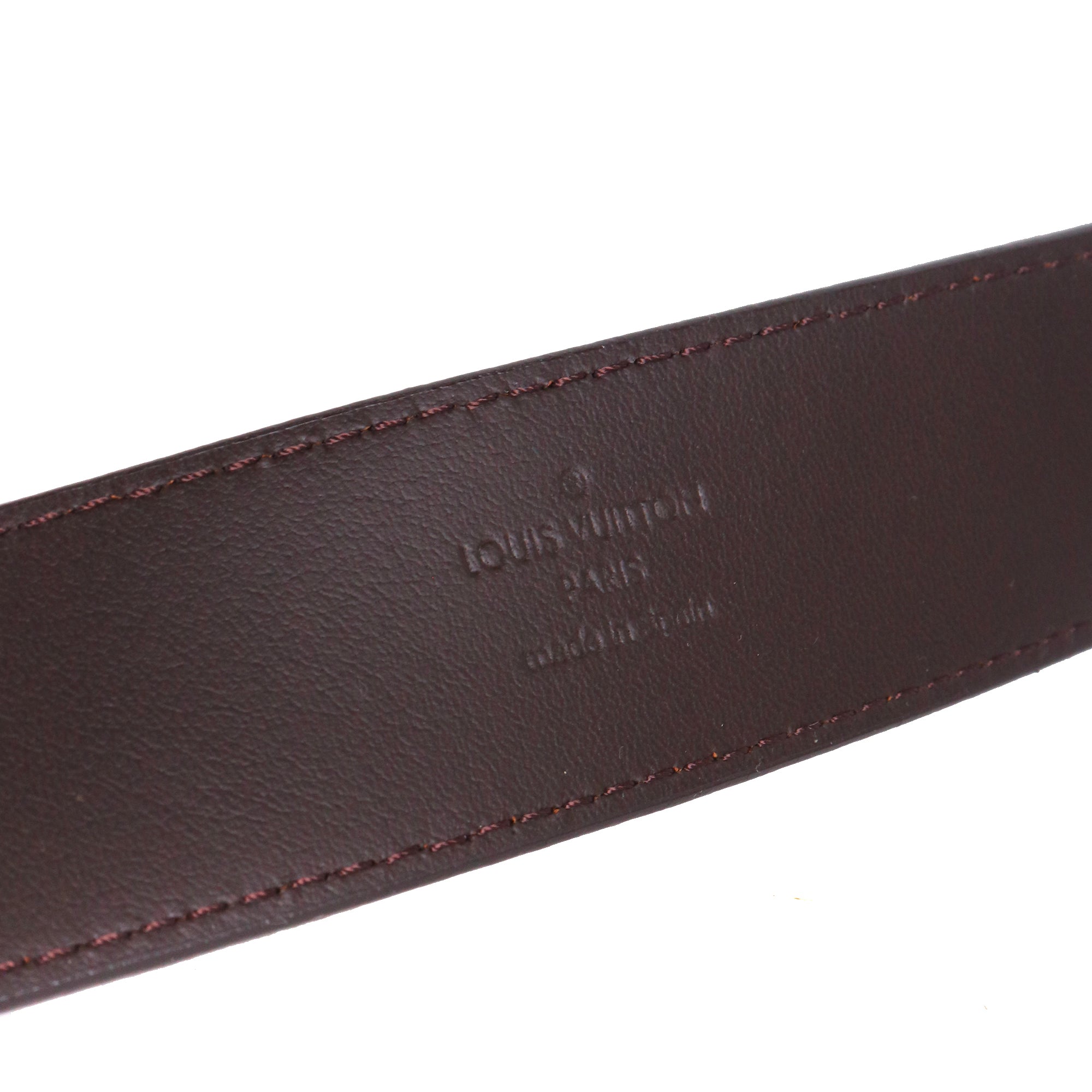 LOUIS VUITTON - Ceinture Louis Vuitton en cuir grainé marron (T100)