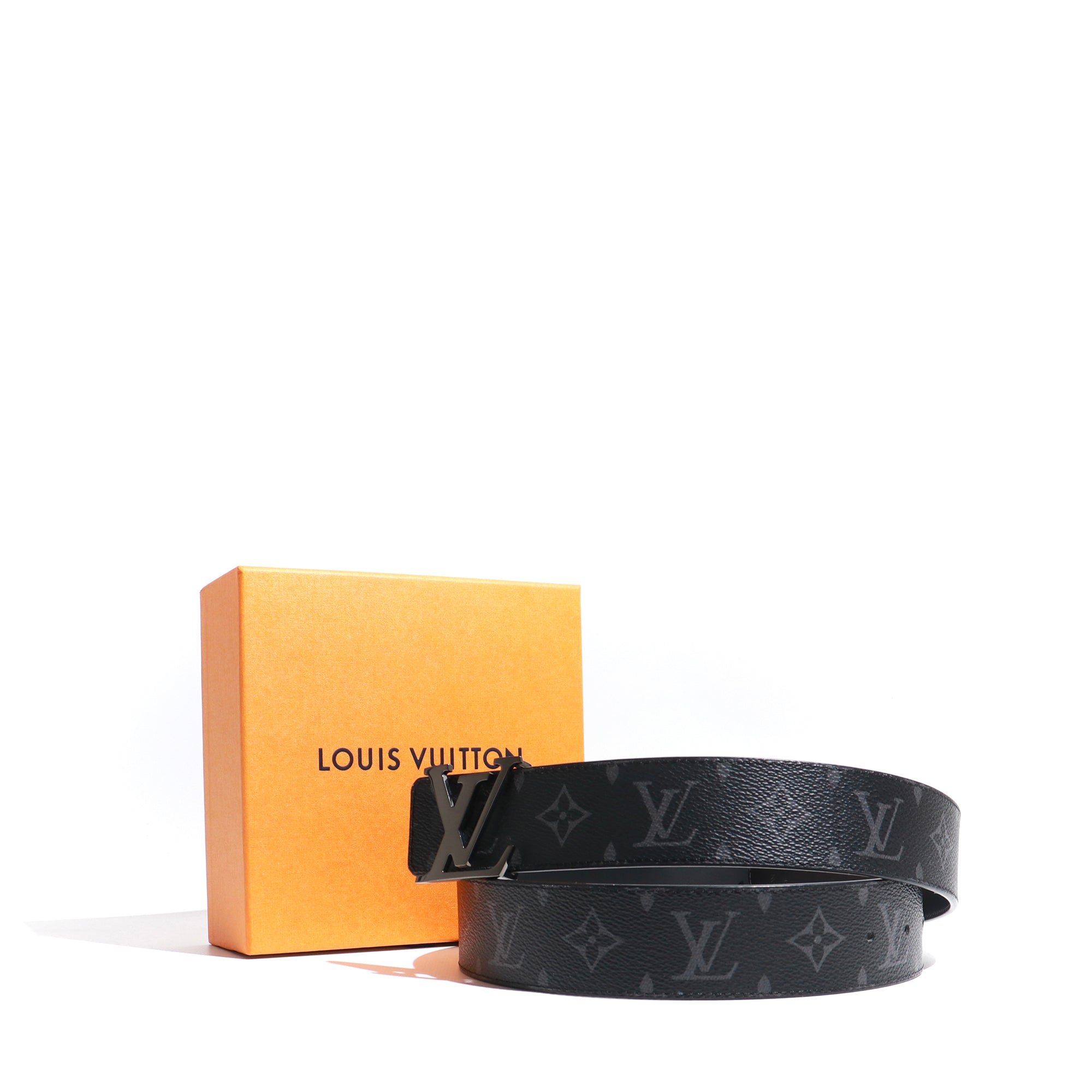LOUIS VUITTON - Ceinture LV Initiales réversible en toile monogramme et cuir (T85)