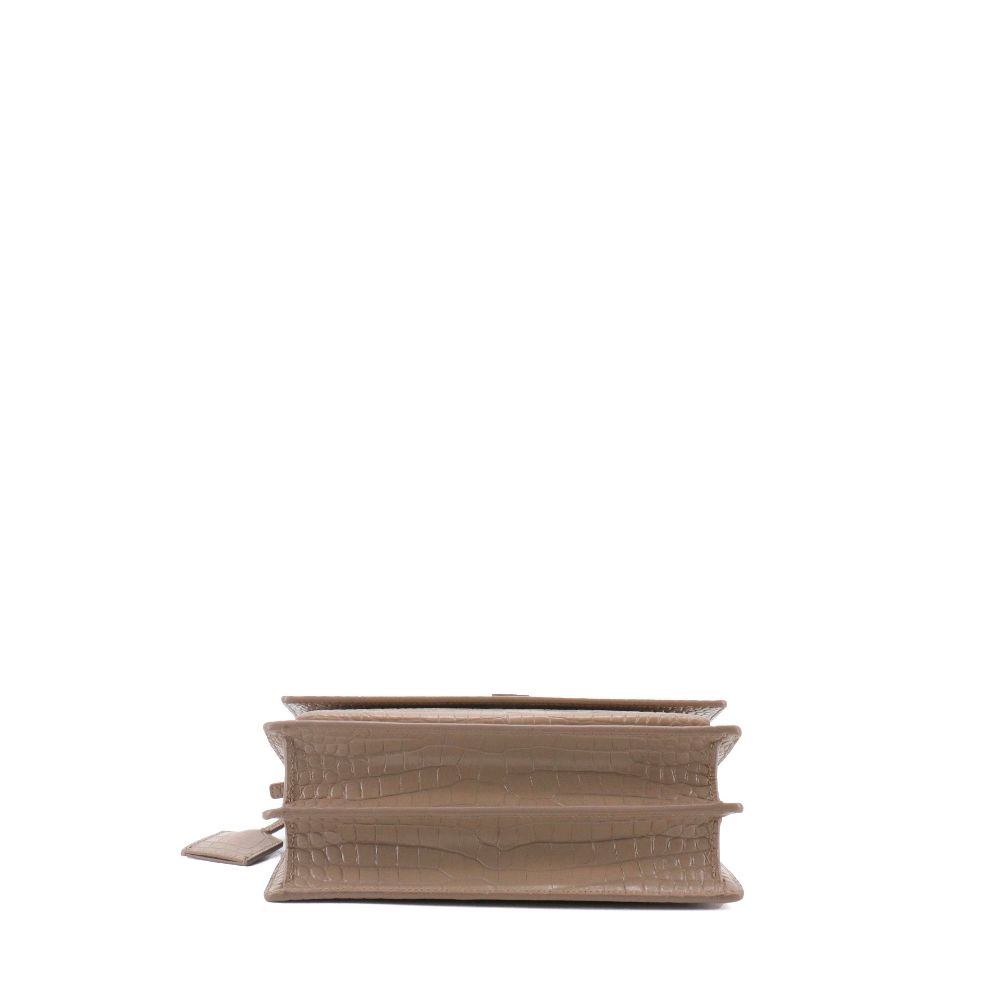 SAINT LAURENT - Saint Laurent Sunset Medium shoulder bag in brown croc-embossed leather