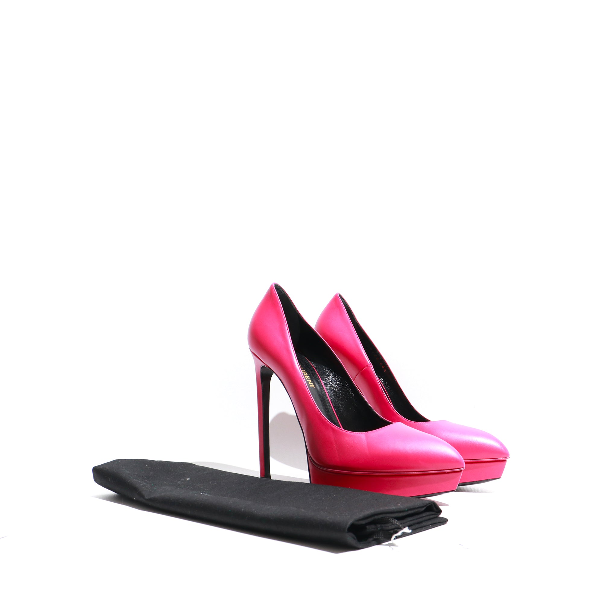 SAINT LAURENT - Escarpins Janis en cuir lisse fushia (T38,5)