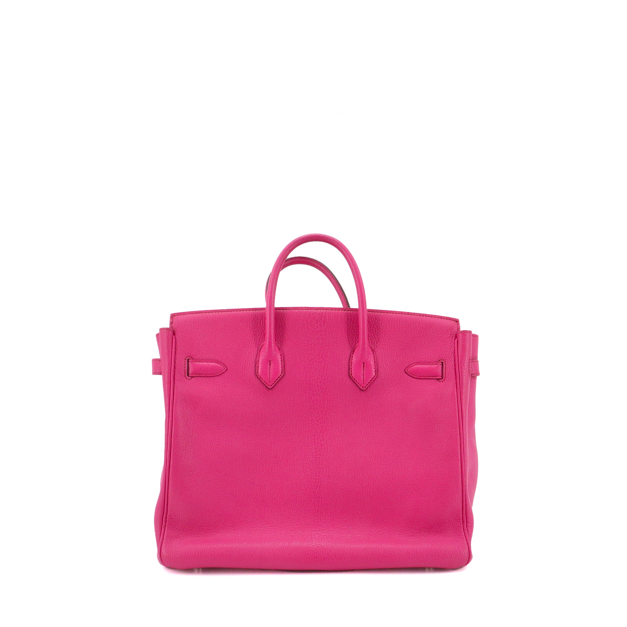 HERMÈS - Sac à main Haut à Courroie 30 Hermès en cuir grainé fuchsia