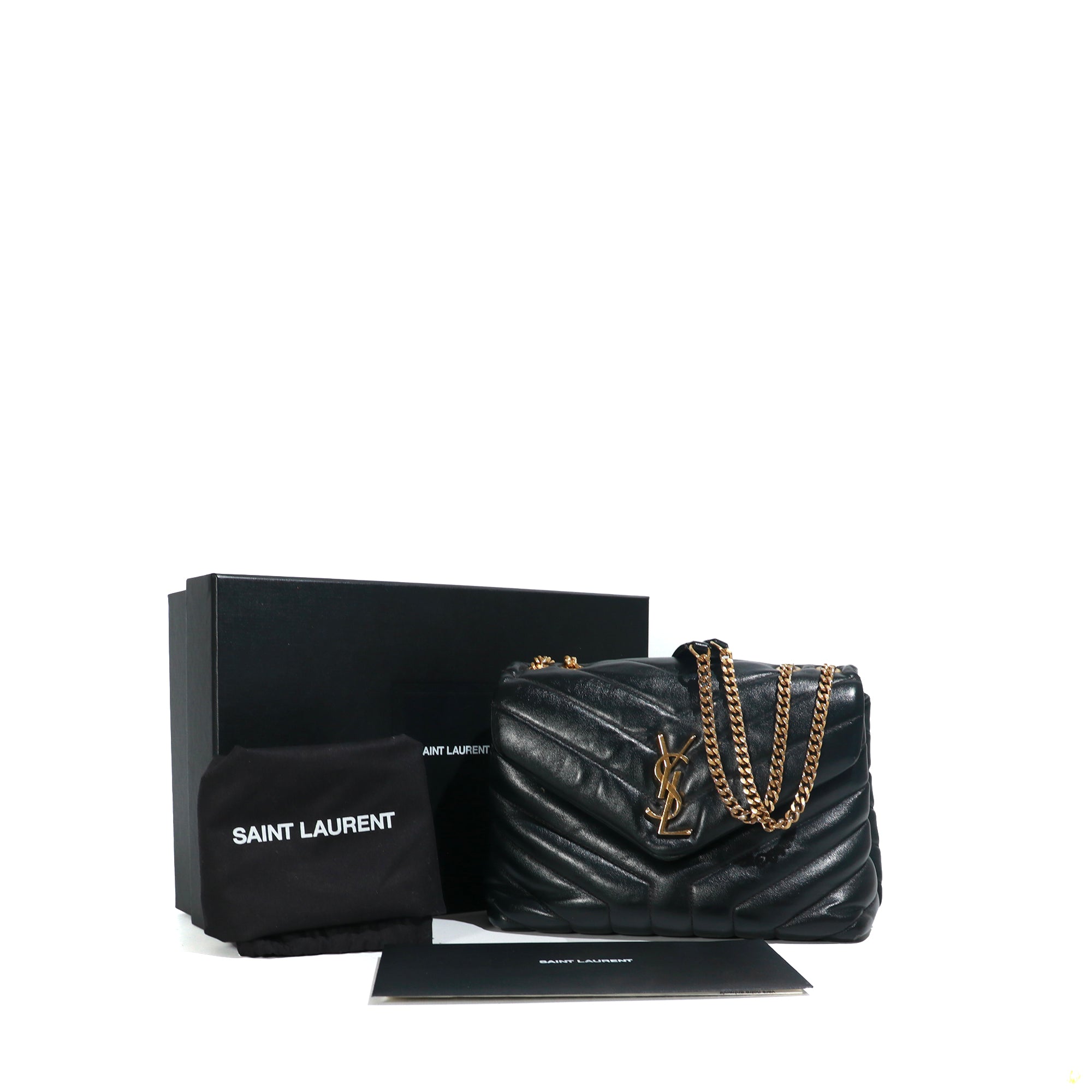 SAINT LAURENT - Sac à bandoulière Loulou small en cuir matelassé noir