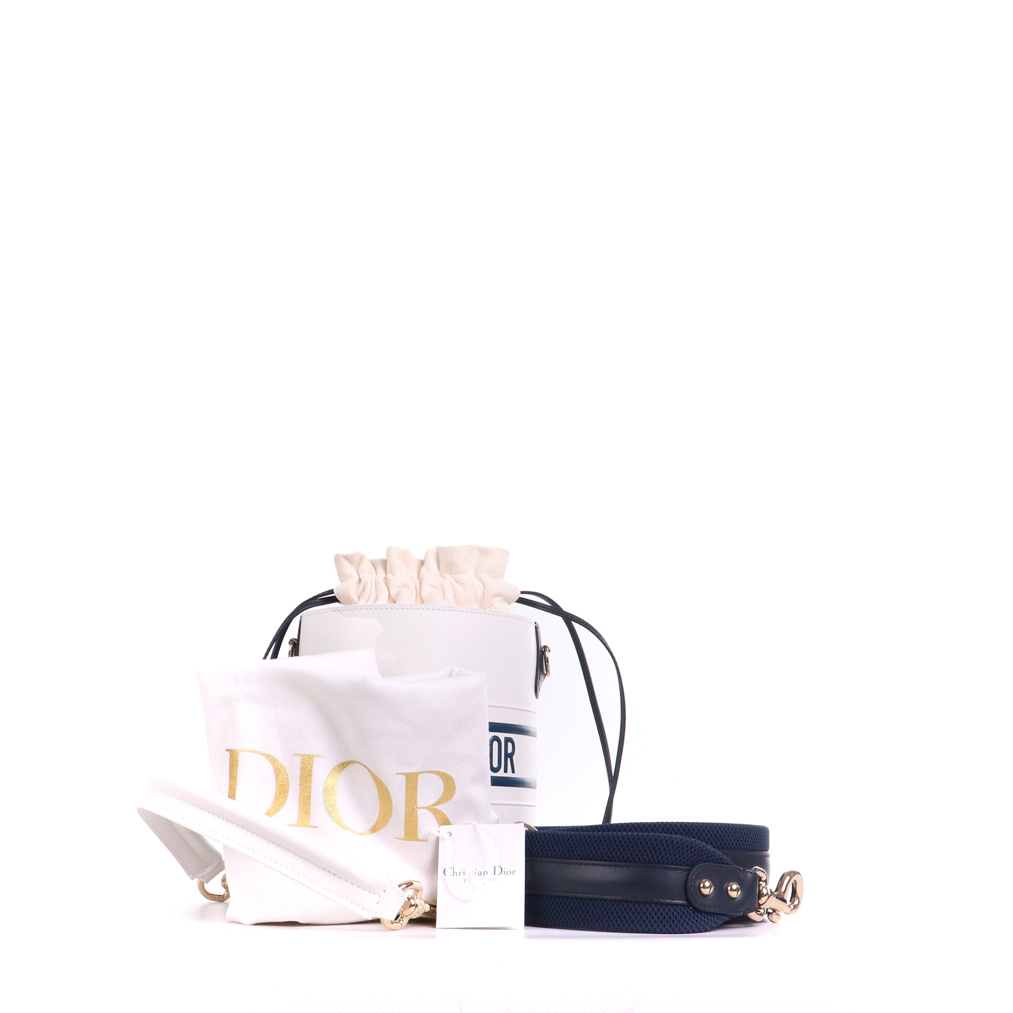 DIOR - Roller shoulder bag in navy blue grained leather