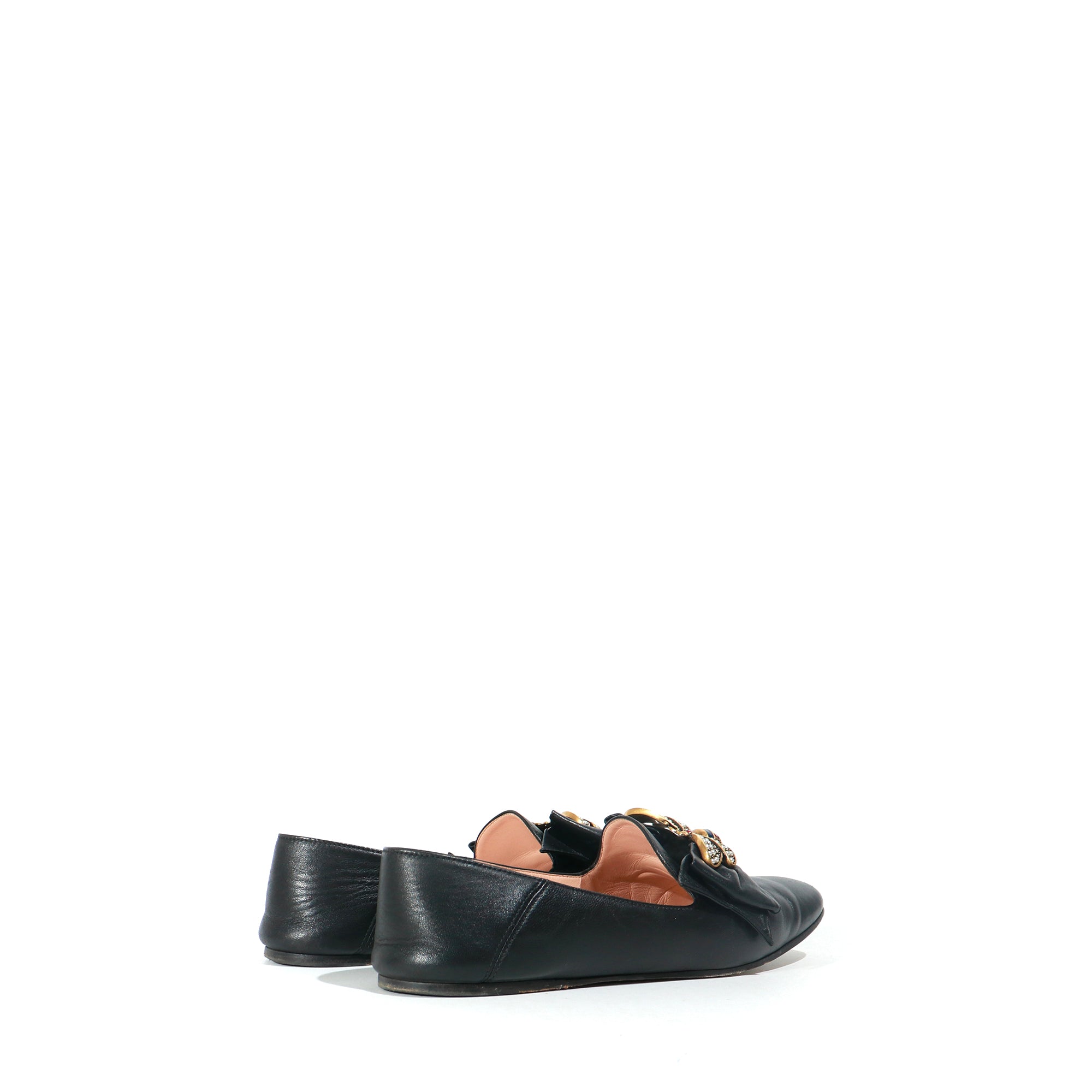 GUCCI - Ballerines en cuir noir Abeille (T38,5)