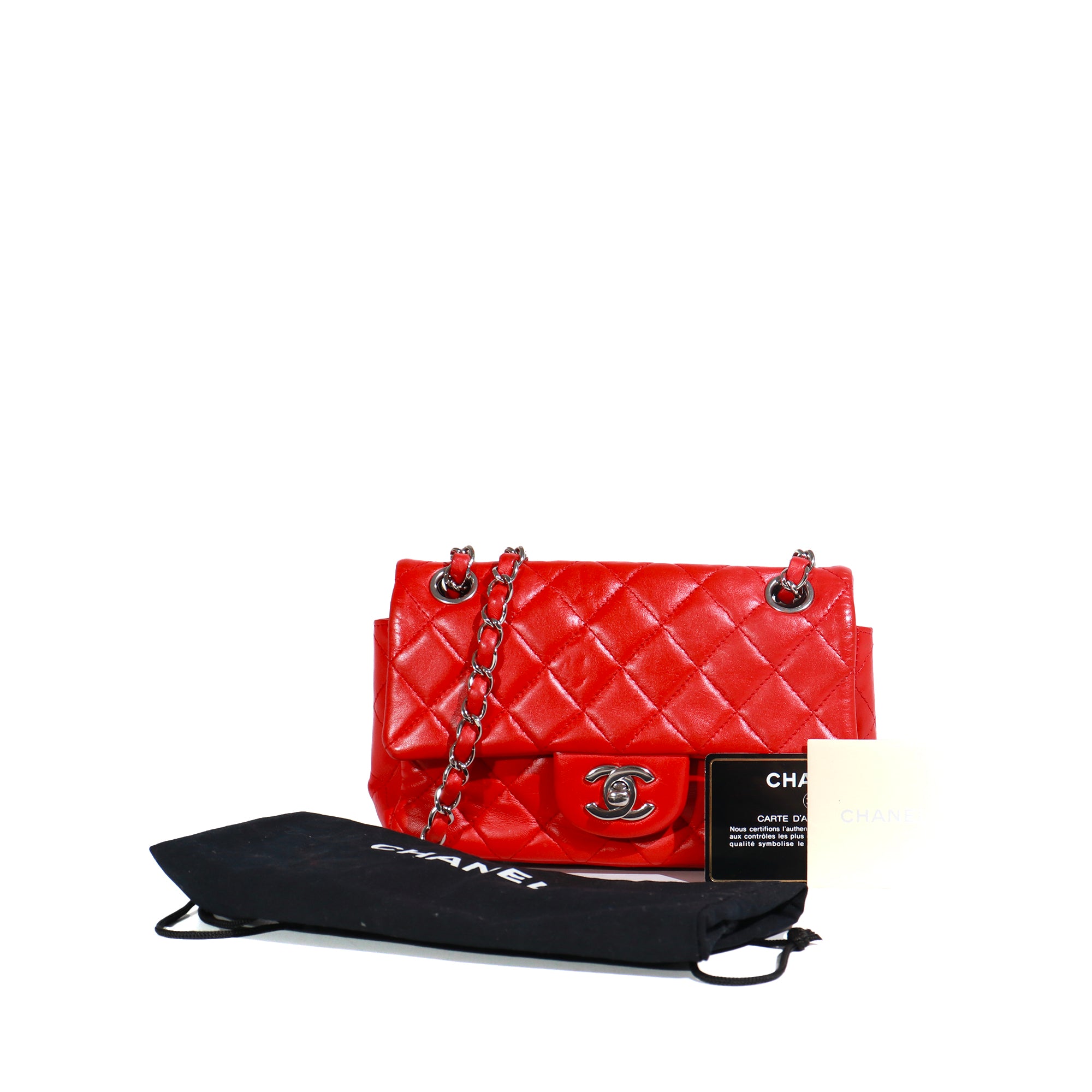CHANEL - Sac à main Timeless Mini Rectangle en cuir rouge