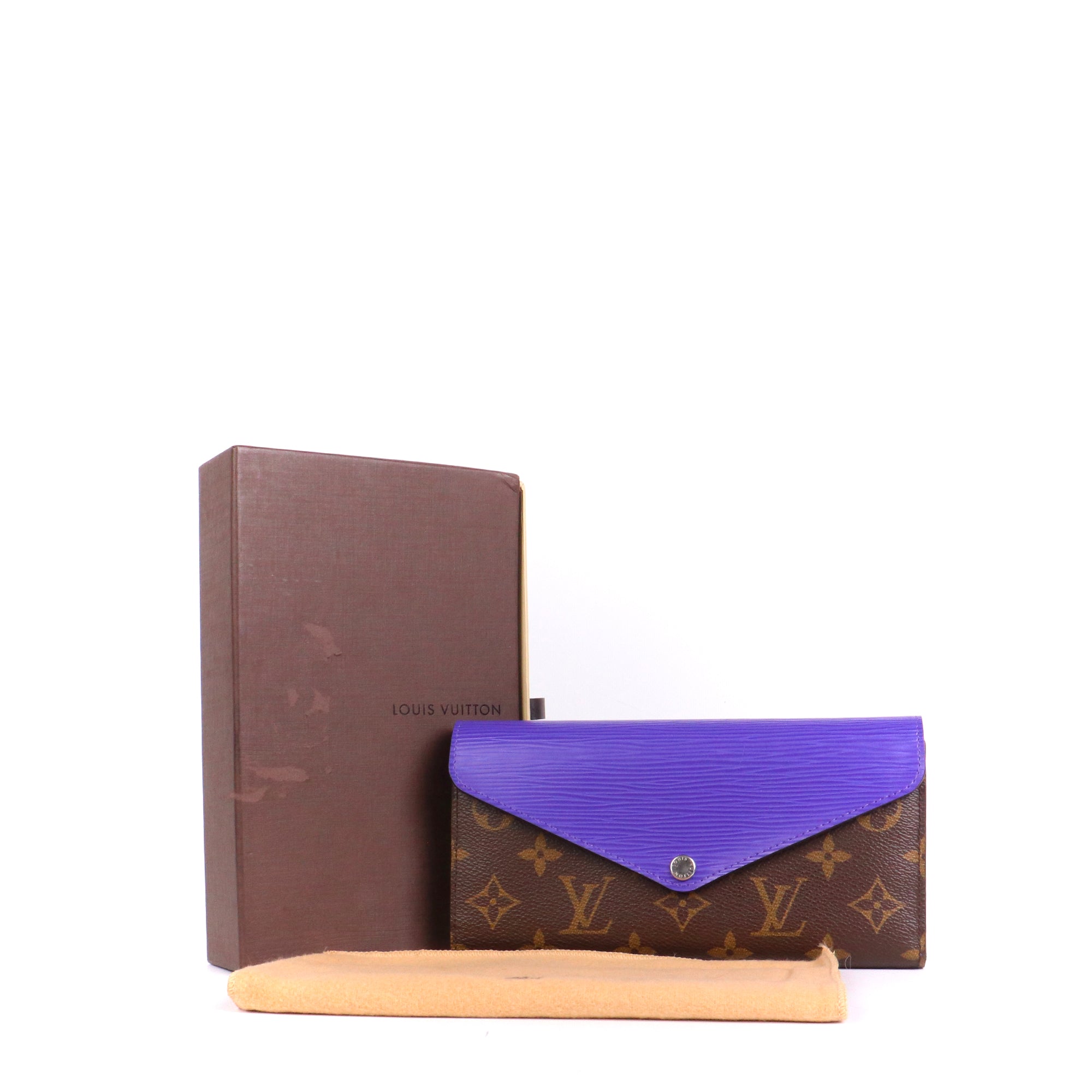 LOUIS VUITTON - Portefeuille Marie-Lou Louis Vuitton en toile monogrammée et cuir épi violet