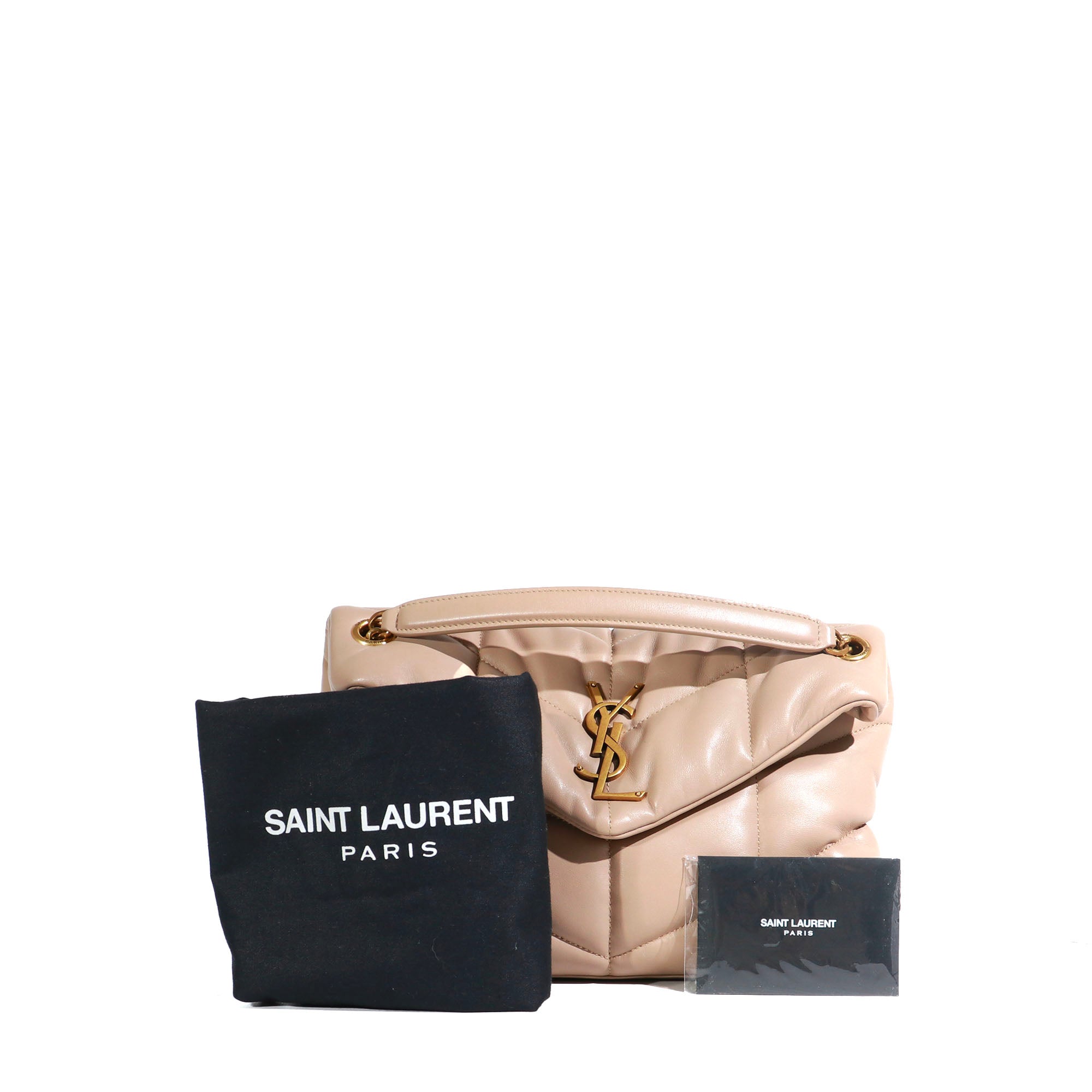 SAINT LAURENT - Sac à bandoulière Loulou Puffer small en cuir beige