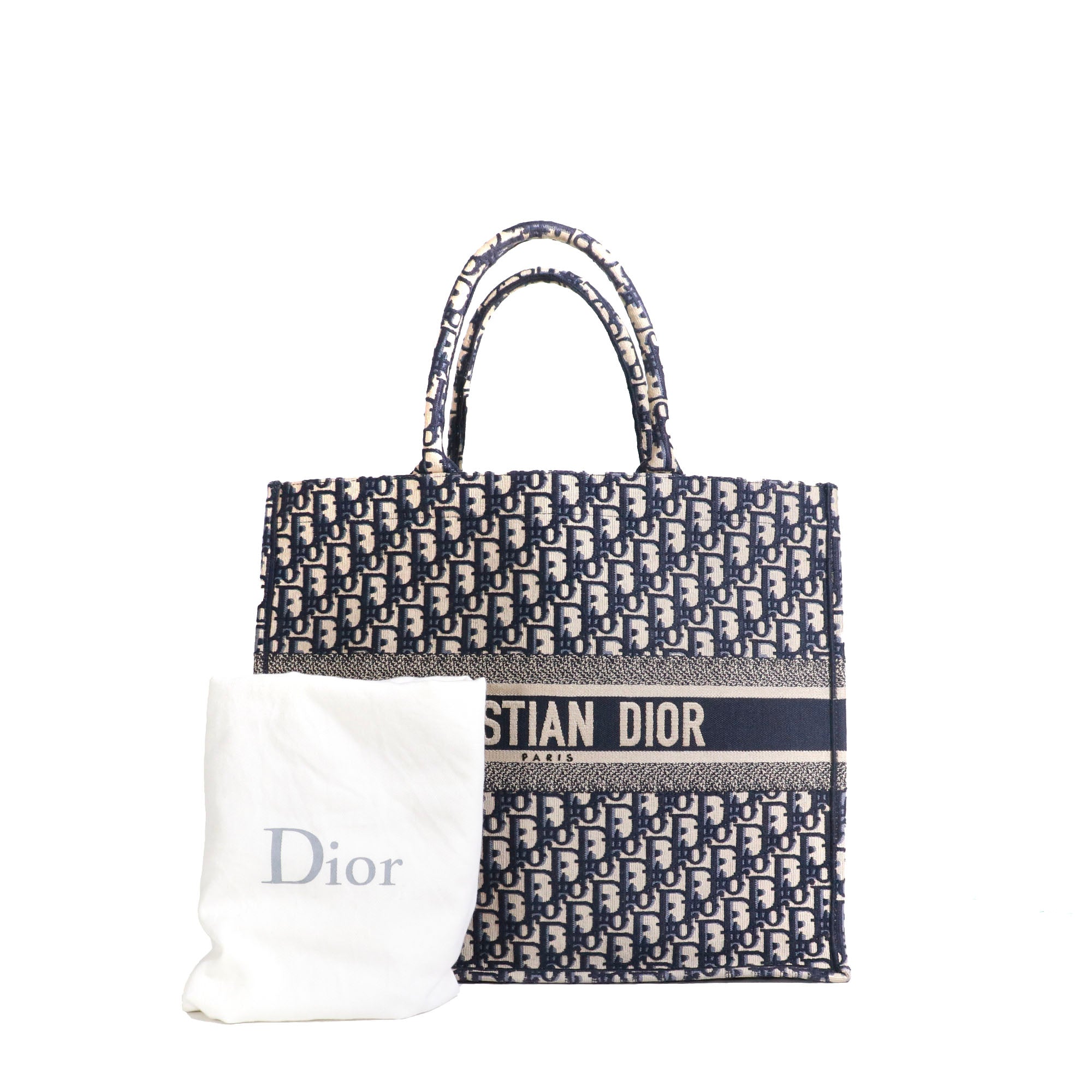 DIOR - Book Tote Large shopping bag in navy blue Dior Oblique canvas